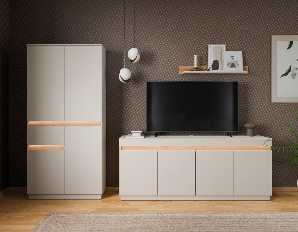 Tv Komoda Samu - kašmir/boje hrasta, Moderno, drvni materijal/plastika (180,2/74/40cm) - Modern Living