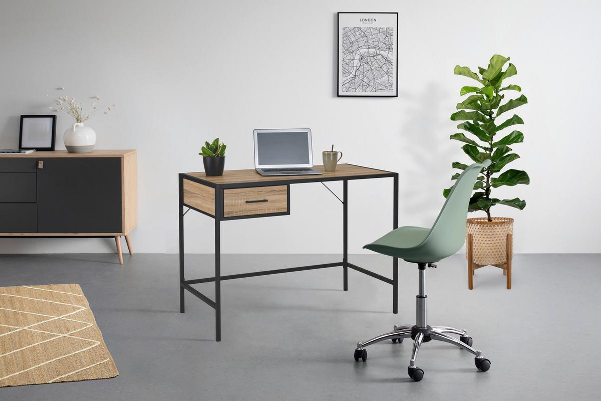 Schreibtisch in Naturfarben/Schwarz - Schwarz/Naturfarben, Modern, Holzwerkstoff/Metall (105/76/55cm) - Mömax