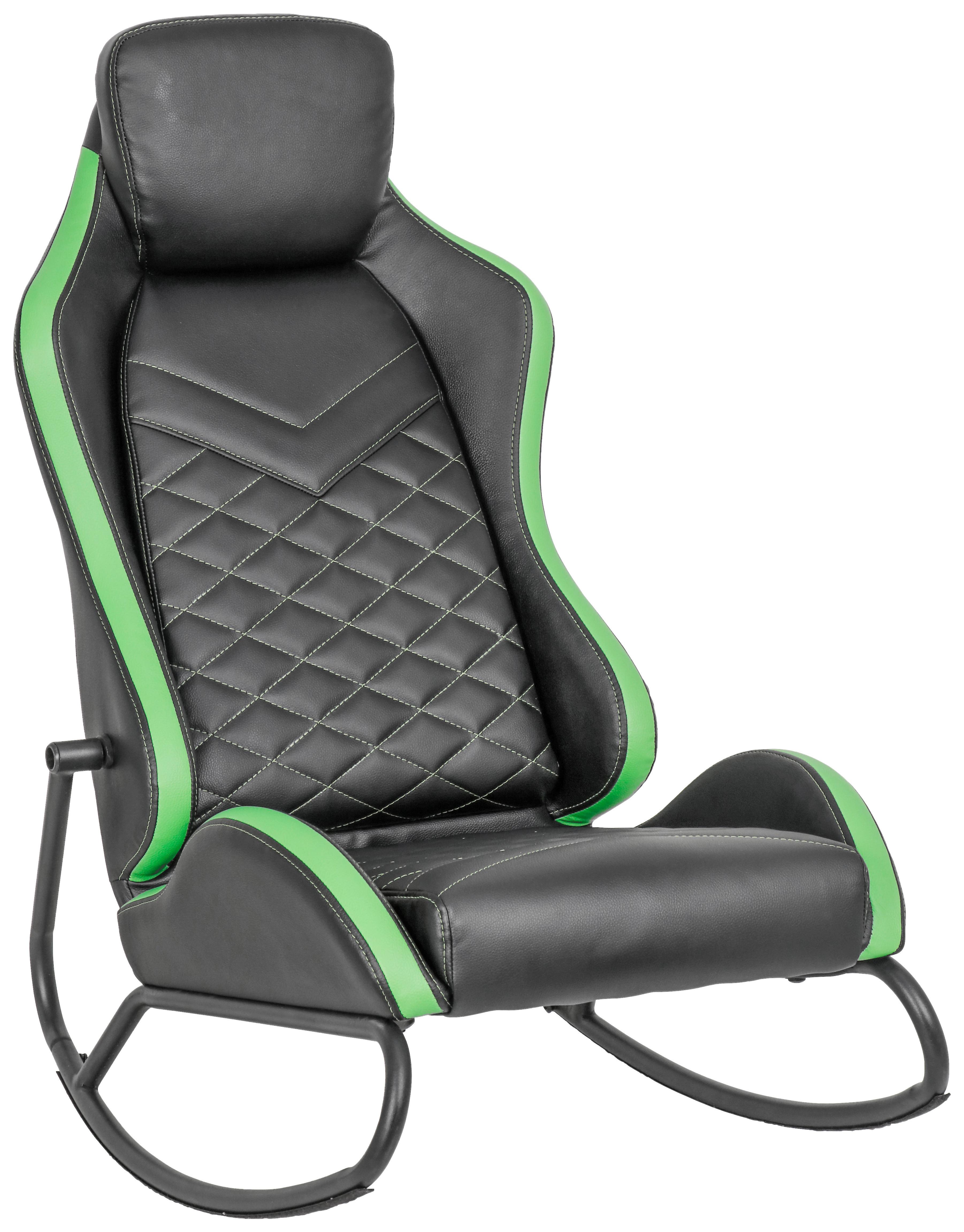 Gamingstuhl in Schwarz/Grün - Schwarz/Grün, Modern, Textil/Metall (48/88/71cm) - Mömax