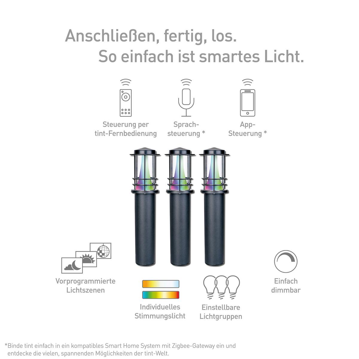 LAMPA SŁUPEK 404040 TINT SMART - czarny, Basics, tworzywo sztuczne (6,5/35/6cm) - Tint