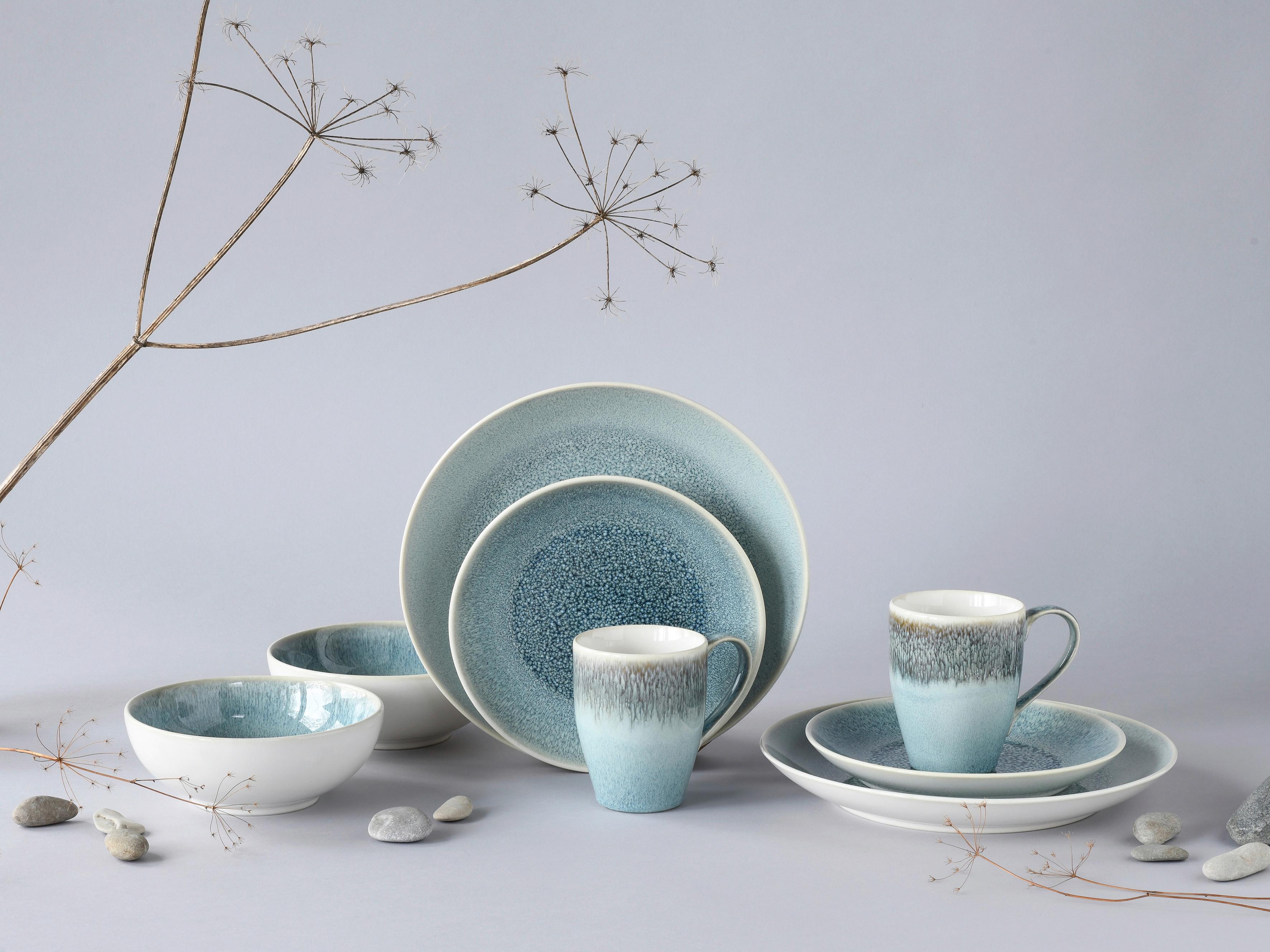 Kombinirani Servis Caldera Eisblau, 8-Delni - svetlo modra/bela, Basics, keramika - Creatable