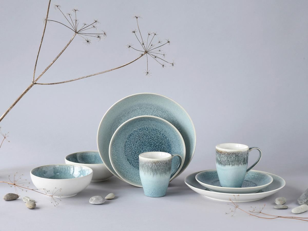 Kombinirani Servis Caldera Eisblau, 8-Delni - svetlo modra/bela, Basics, keramika - Creatable