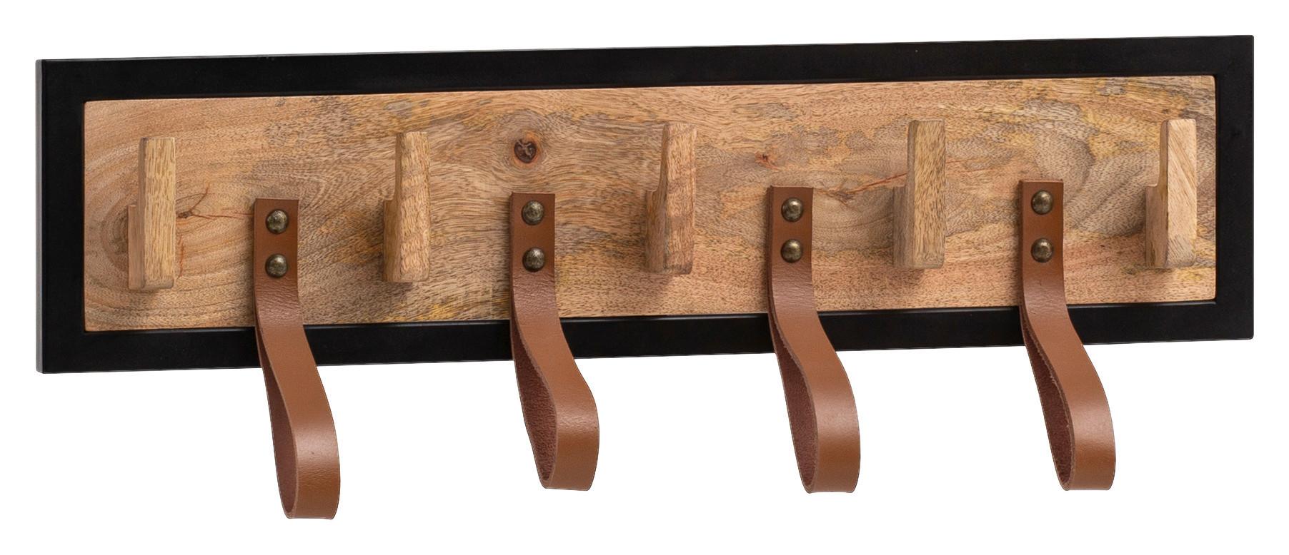 Stenski Obešalnik Wl6.786 - črna/rjava, Design, kovina/les (60/15/6cm) - MID.YOU