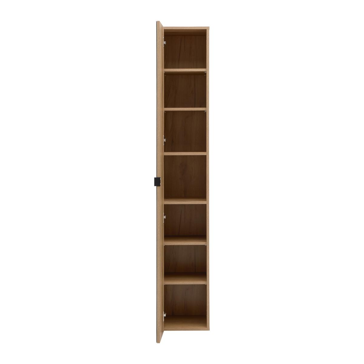 Hochschrank Basix Eichefarben ca. 30x185x39,6cm - Eichefarben/Schwarz, Basics, Glas/Holzwerkstoff (30/185/39,6cm) - Mömax