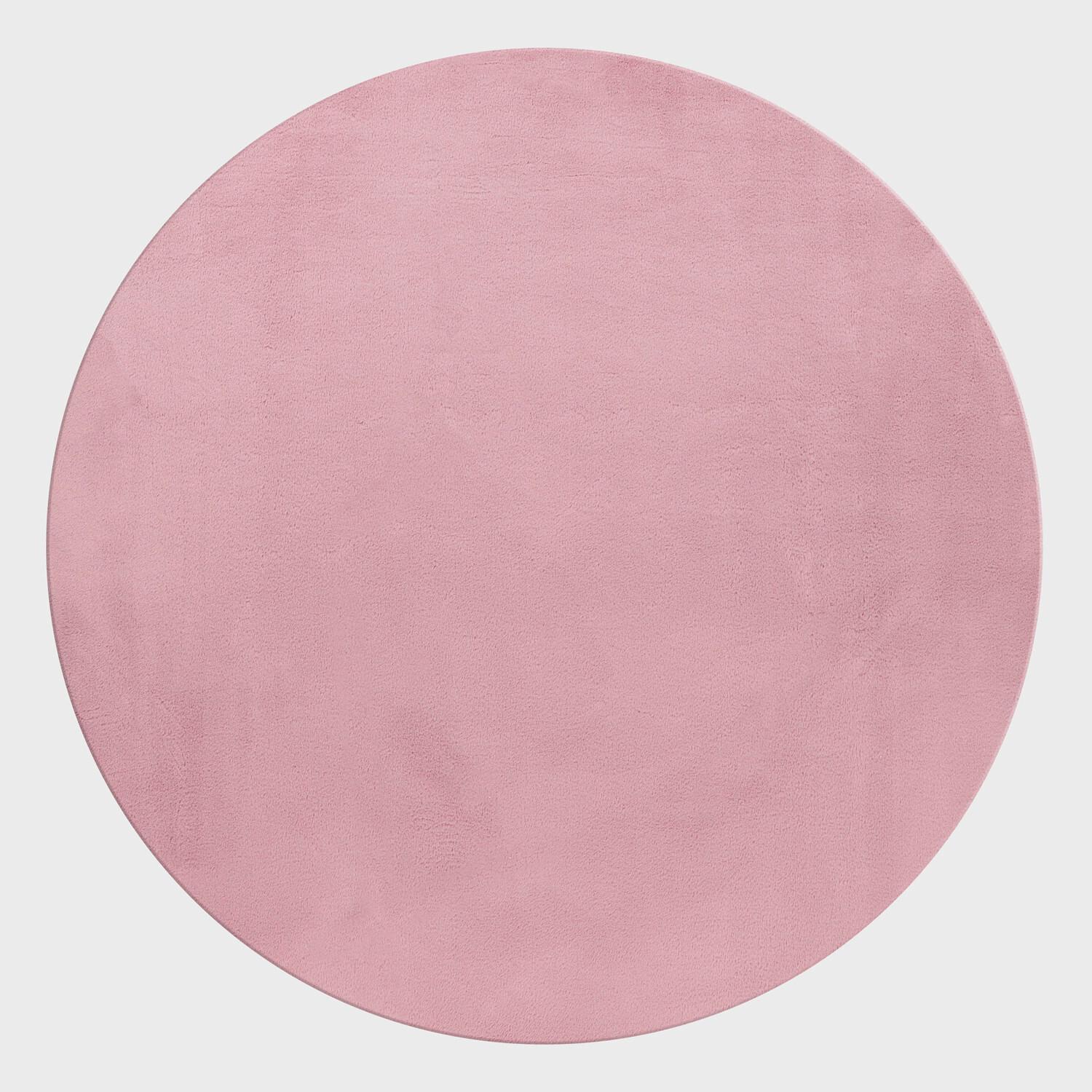 Hochflorteppich Pouffy Rosa ø ca. 200cm - Rosa, Basics, Textil (200/200cm)