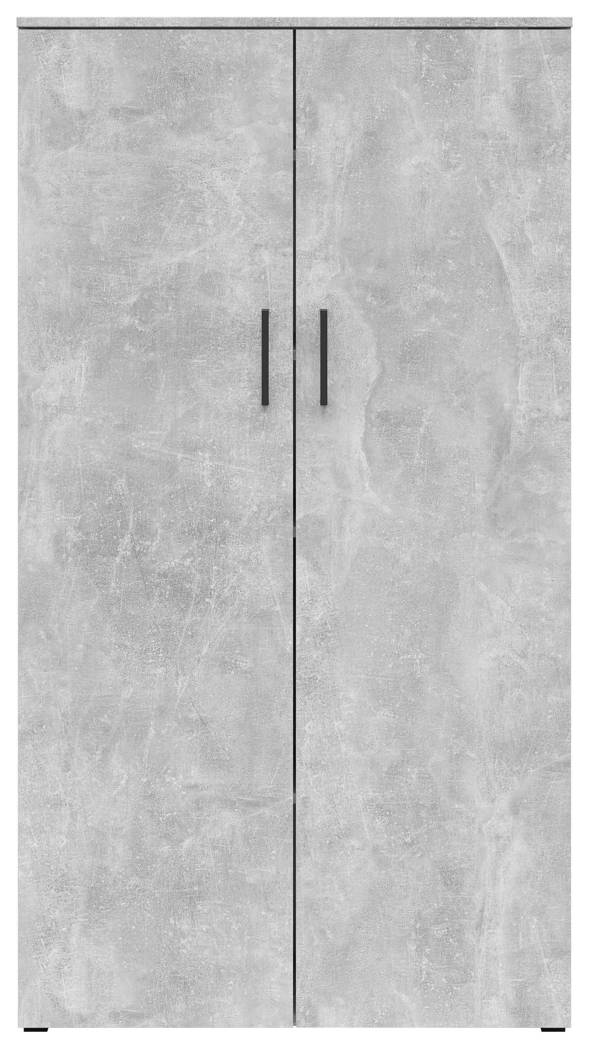Schrank Multistauraum Betonoptik - Schwarz/Grau, MODERN, Holzwerkstoff/Kunststoff (80/146,7/40cm) - Mömax