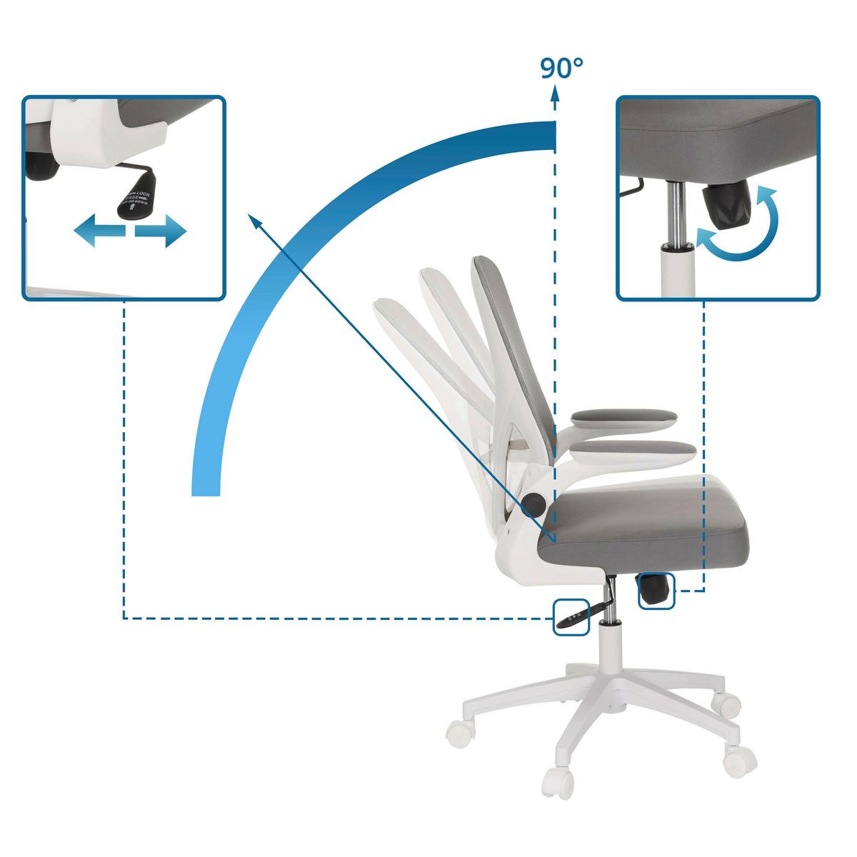 Drehstuhl Belio W Grau/Weiß - Grauweiß/Weiß, MODERN, Kunststoff/Textil (60/95-105/54cm) - MID.YOU
