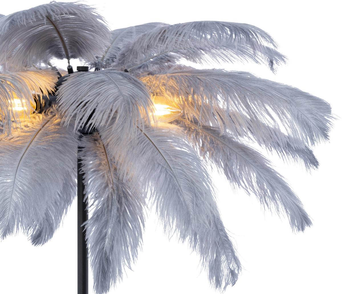 LAMPA STOJĄCA PALMA - czarny/szary, Trend, metal/tkanina (55/160cm) - Novel
