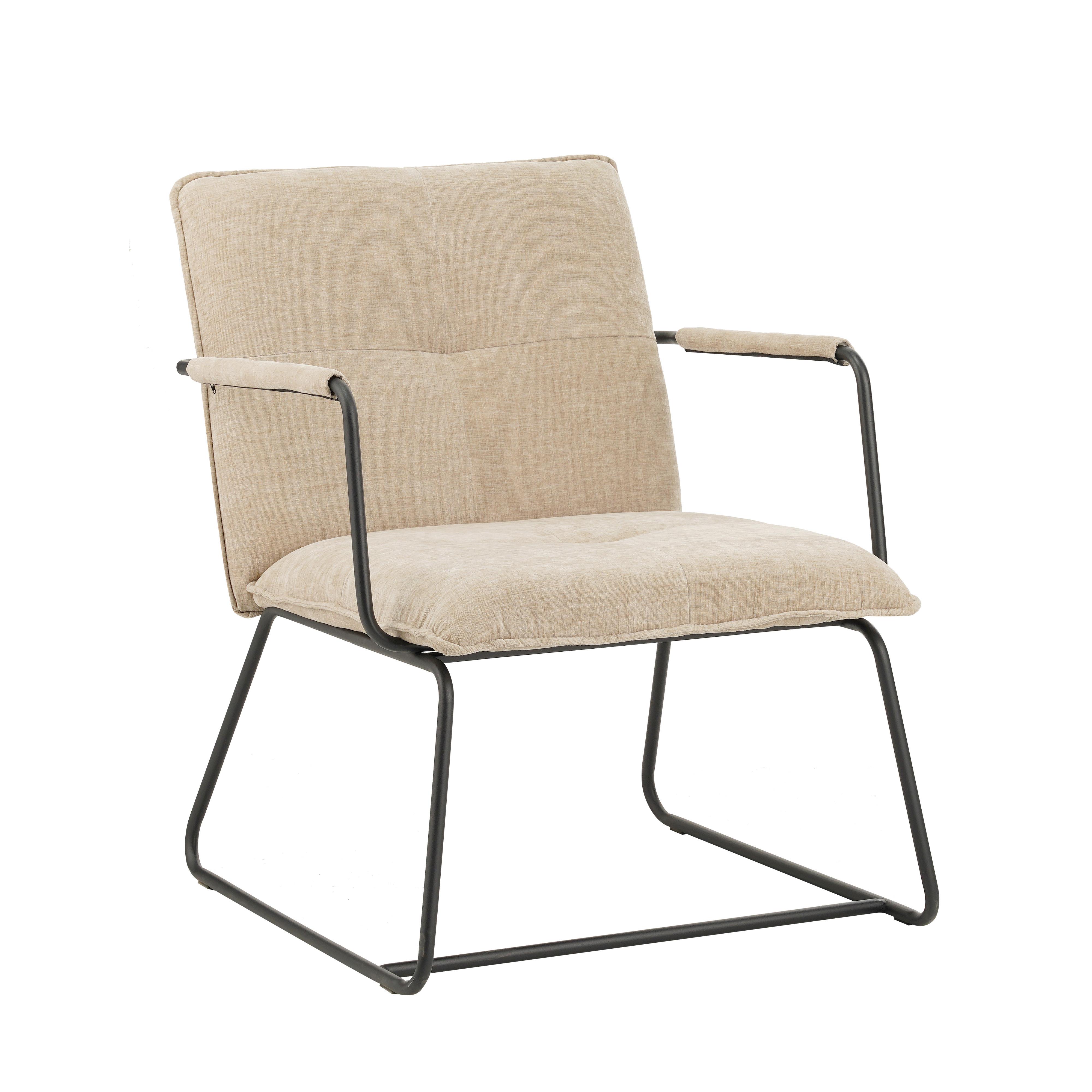 Naslanjač Bilbao, Bež - črna/bež, Moderno, kovina/tekstil (65/80/68cm) - MID.YOU