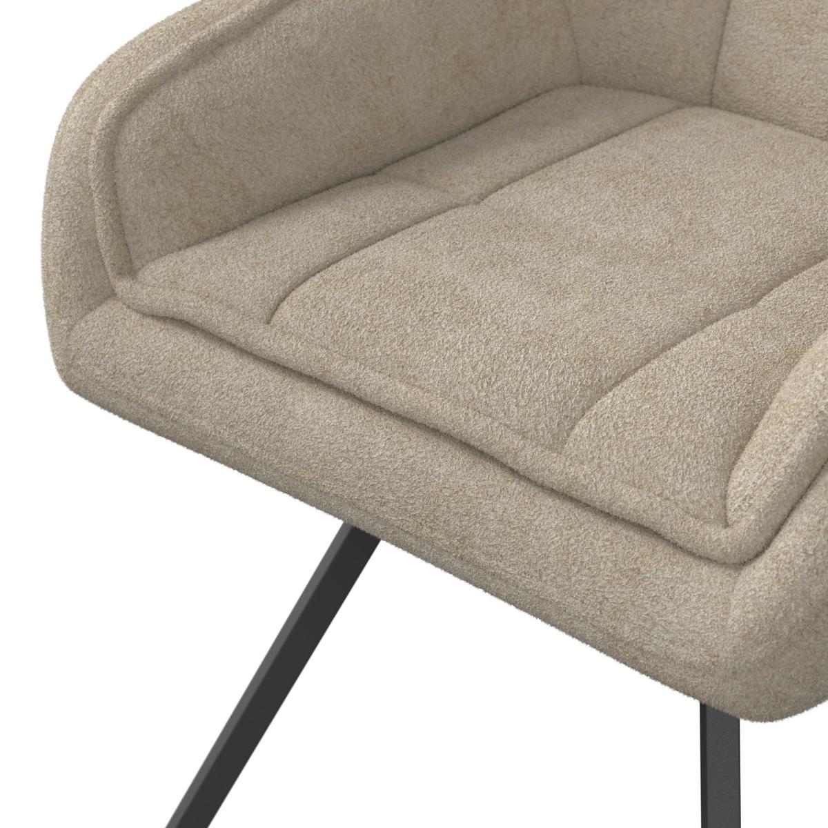Armlehnstuhl Billy Creme Struktur Drehbar Gepolstert - Creme/Schwarz, MODERN, Holz/Textil (64/87/64cm) - Bessagi Home