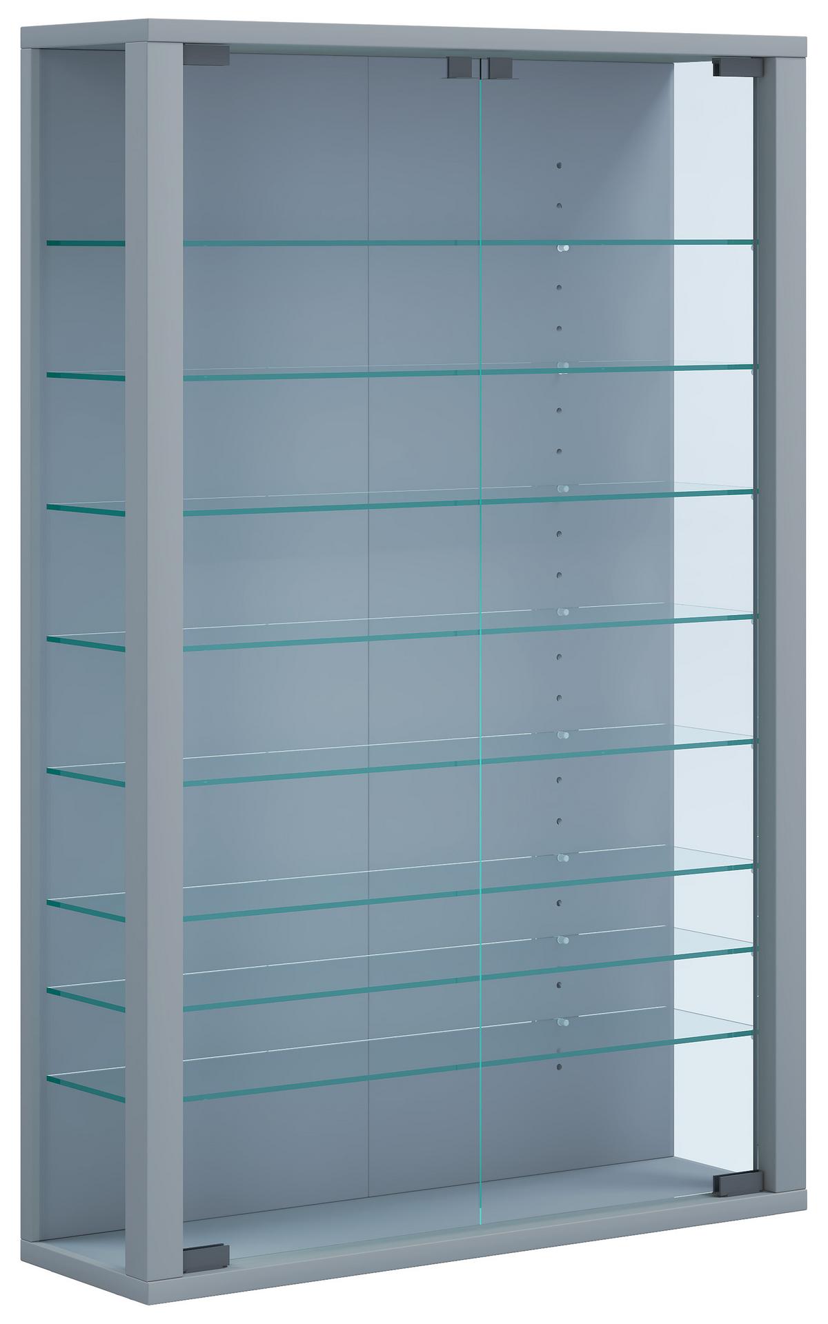 Vitrină Vitrosa Mini - argintiu, Basics, sticlă/material pe bază de lemn (59/90/18cm) - MID.YOU