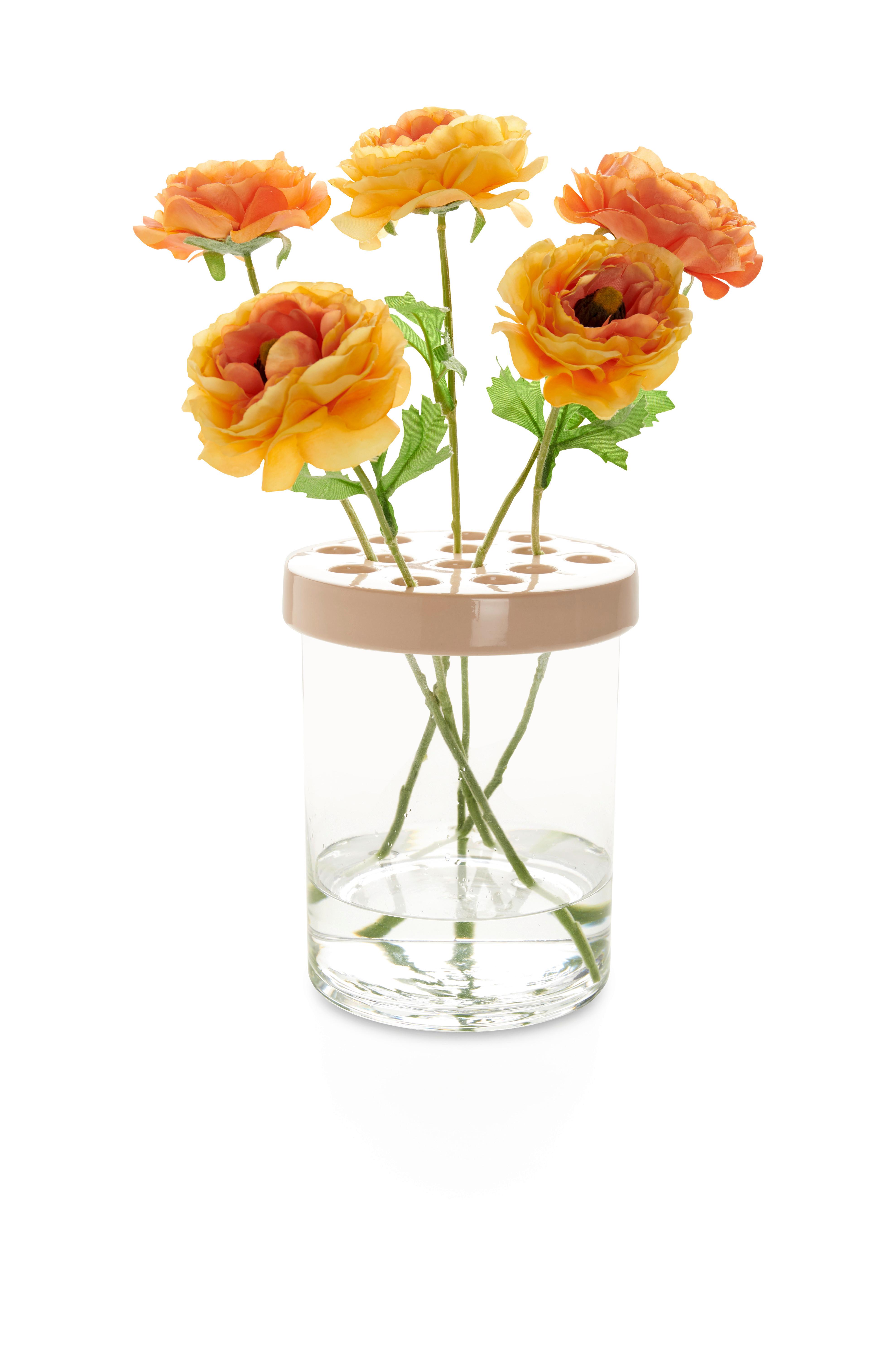 Vase Levin in Klar/Hellbraun - Klar/Hellbraun, Natur, Glas/Keramik (17/21cm) - Modern Living