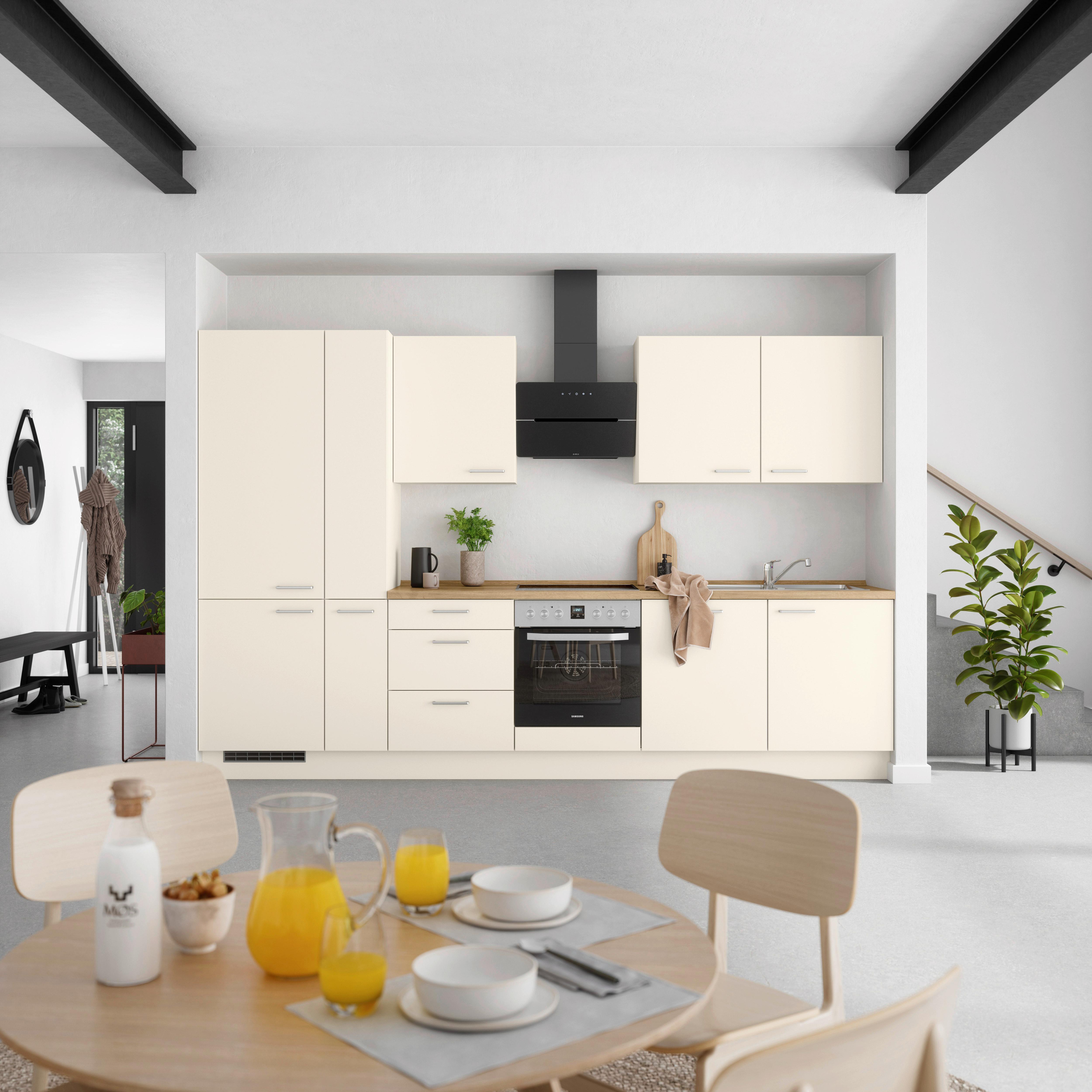 Küchenblock Touch High m. Geräten Magnolie - Edelstahlfarben/Eichefarben, MODERN, Holzwerkstoff/Metall (330cm) - Nobilia