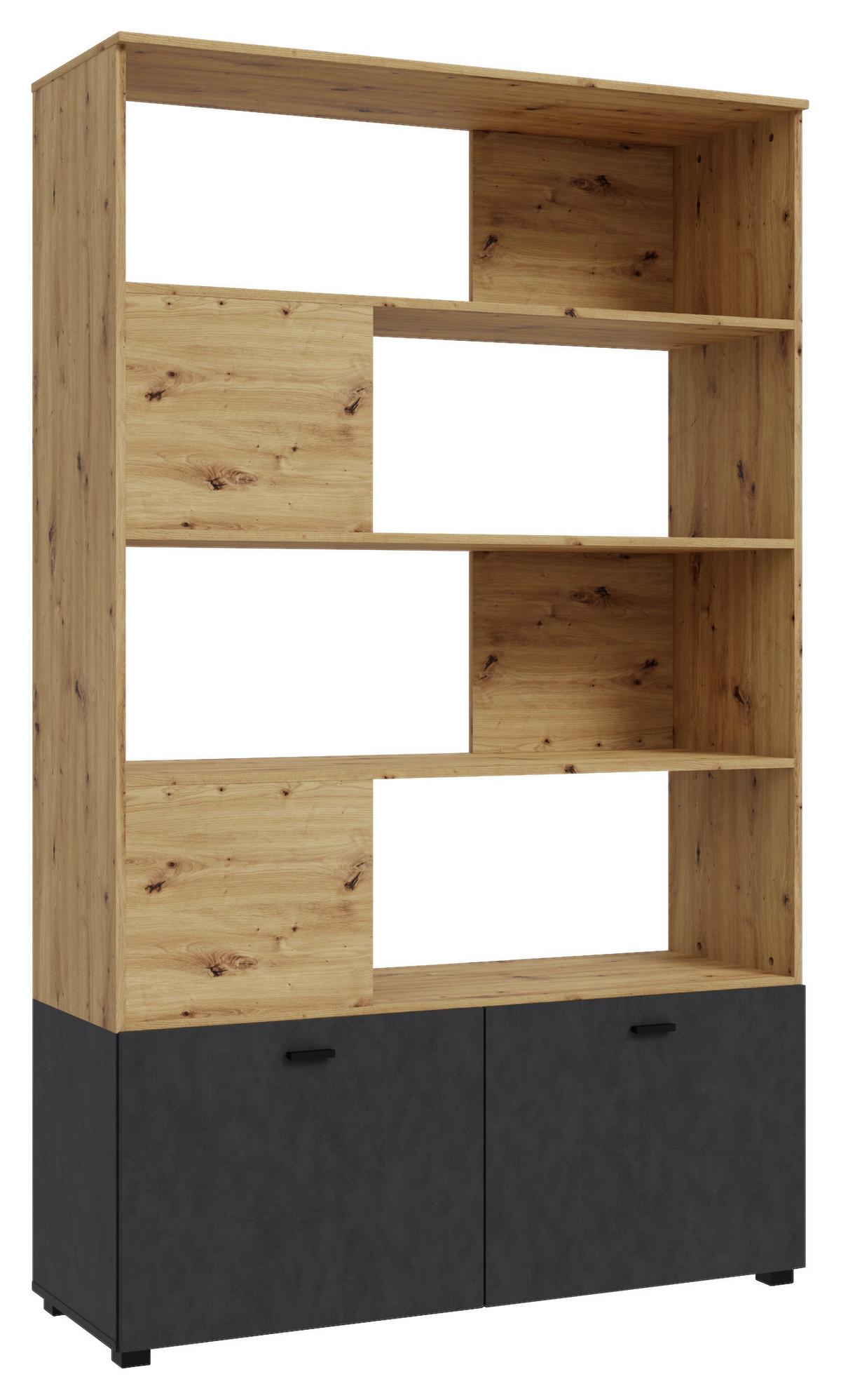 Raumteiler in Eiche Artisan - Schwarz/Eiche Artisan, Modern, Holzwerkstoff/Kunststoff (120,1/195/41,3cm) - Mömax