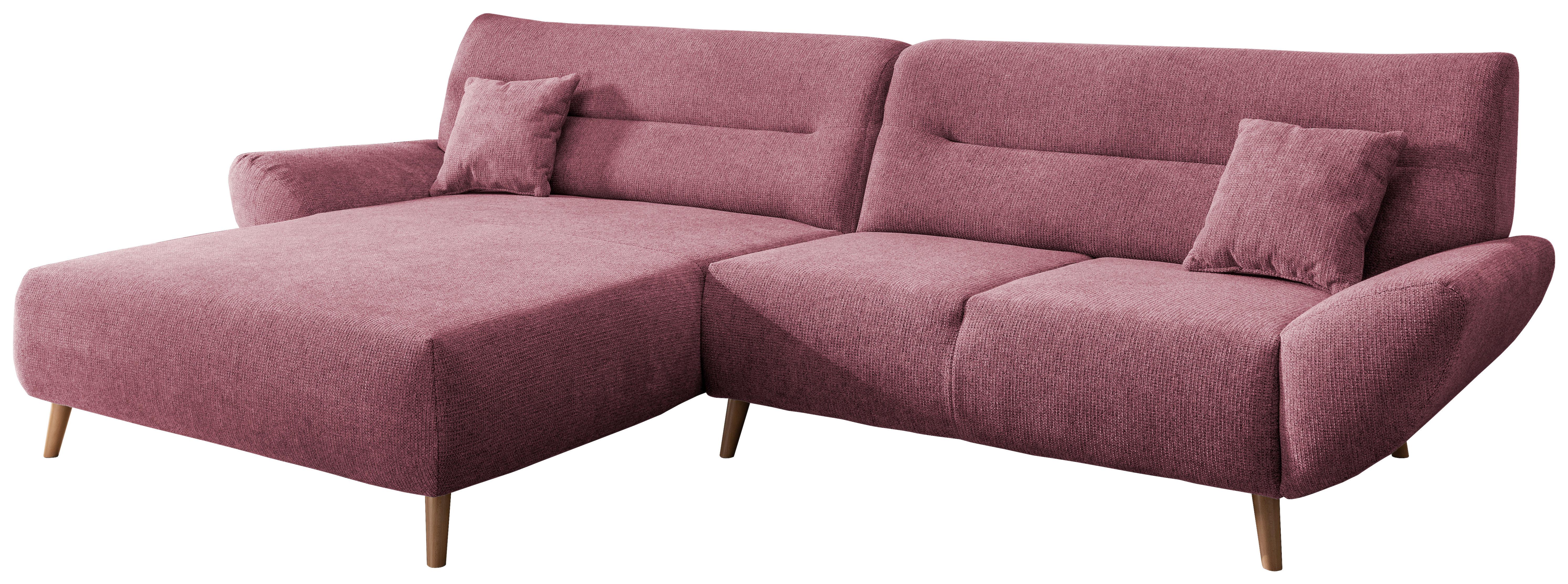 Wohnlandschaft Drago Brombeere Chenille - Wildeiche/Brombeere, MODERN, Holz/Textil (166/290cm) - P & B