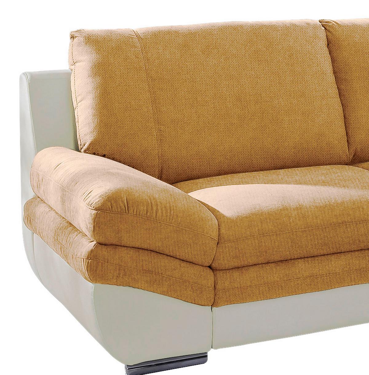 Wohnlandschaft Nardo in Creme/Dunkelgelb - Chromfarben/Dunkelgelb, MODERN, Textil/Metall (264/221cm) - MID.YOU