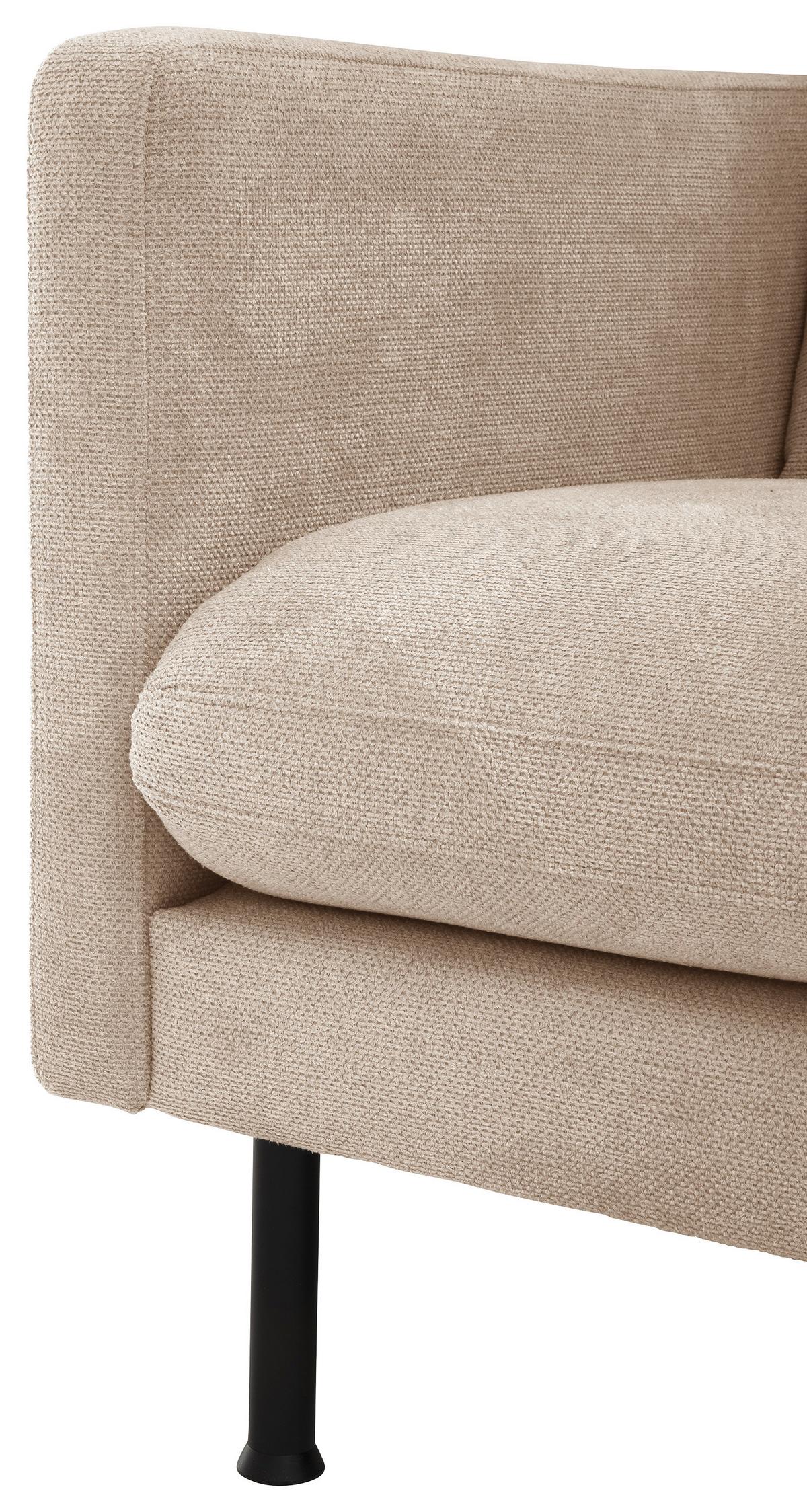 Ecksofa Nathan in Beige Flachgewebew. - Beige/Schwarz, MODERN, Textil/Metall (286/160cm) - Max Winzer