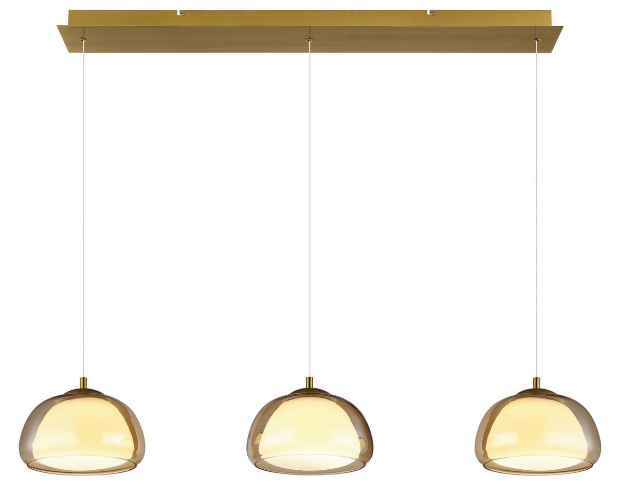 Led Viseća Svjetiljka Avila - bijela/zlatne boje, Design, staklo/metal (117/25/150cm) - Globo