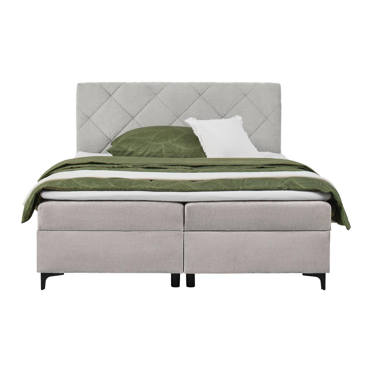 Boxbett Wind Hellgrau ca. 160x200cm - Hellgrau/Schwarz, KONVENTIONELL, Textil/Metall (160/200cm) - Mömax