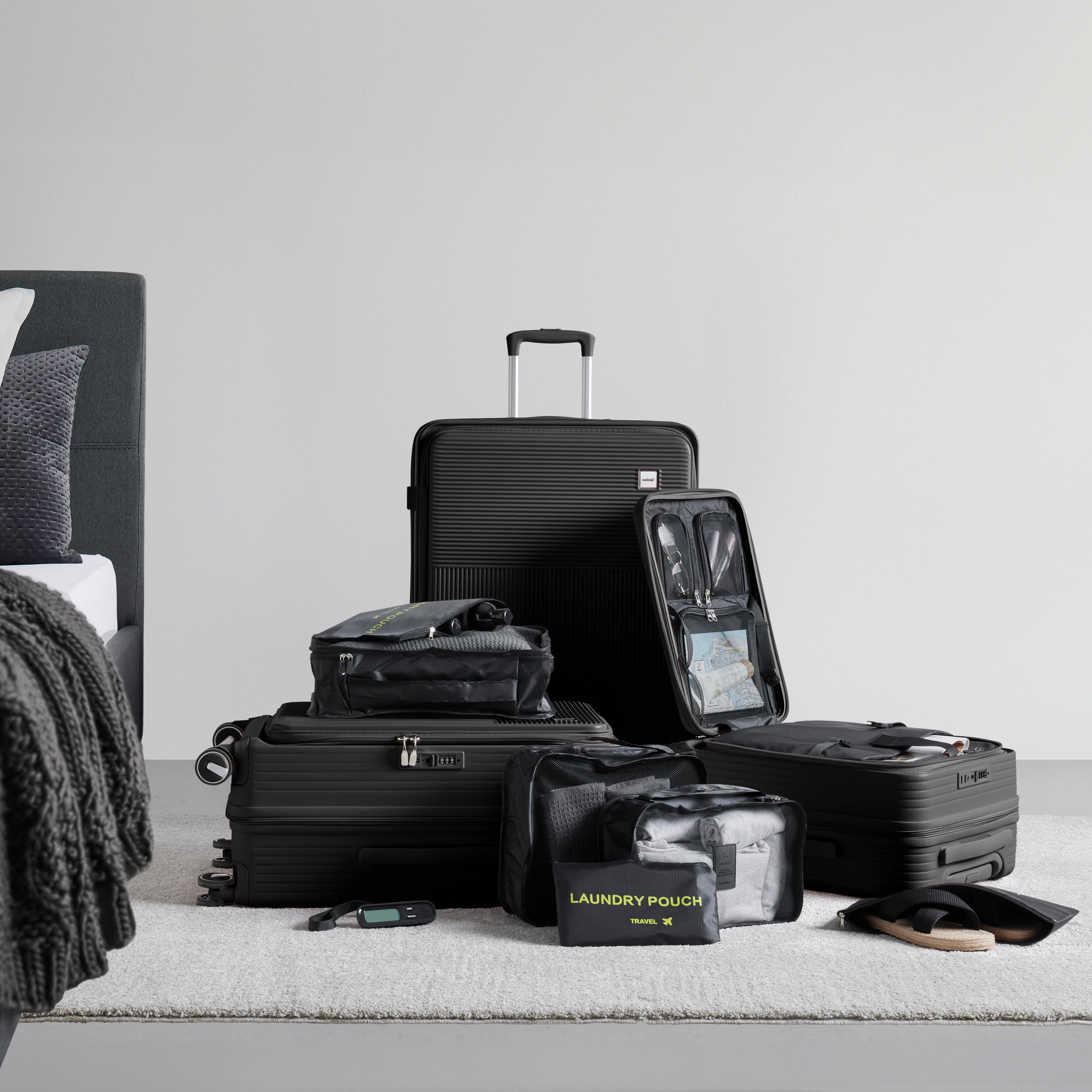 Reisekofferset Mailand Schwarz 10-teilig - Schwarz, MODERN, Kunststoff/Textil - Mömax