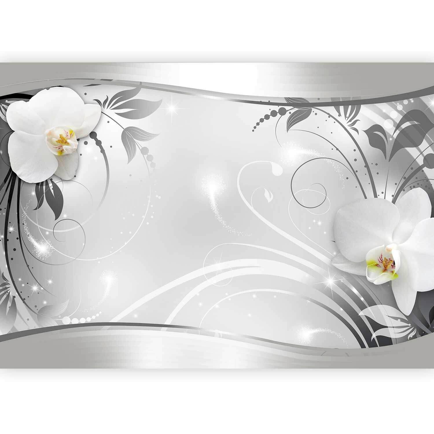 Fototapeta Silver Abstract, 400x280cm - siva/bela, Trendi, tekstil (400/280cm) - artgeist