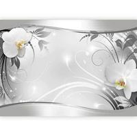 Fototapeta Silver Abstract, 400x280cm - siva/bela, Trendi, tekstil (400/280cm) - artgeist