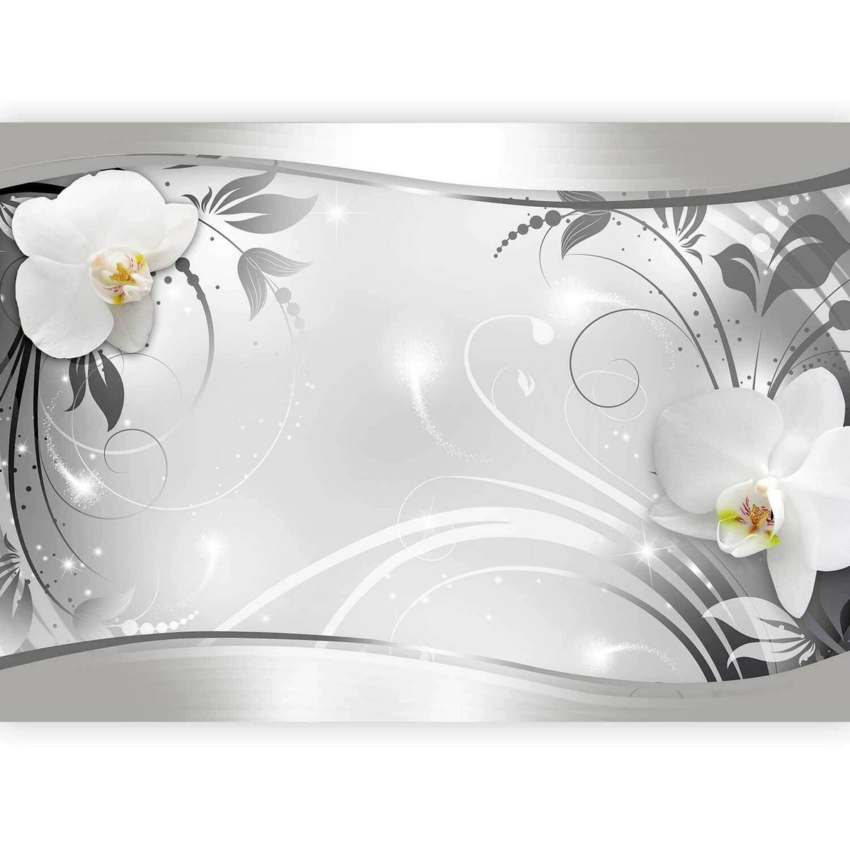 Fototapeta Silver Abstract, 400x280cm - siva/bela, Trendi, tekstil (400/280cm) - artgeist