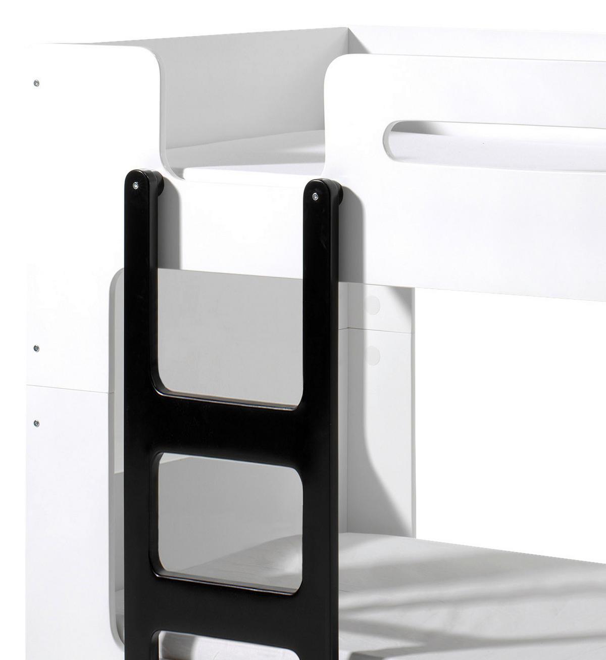 Stockbett Luca inkl. Leiter Weiß ca. 90x200cm - Weiß, KONVENTIONELL, Holzwerkstoff (90/200cm) - Vipack