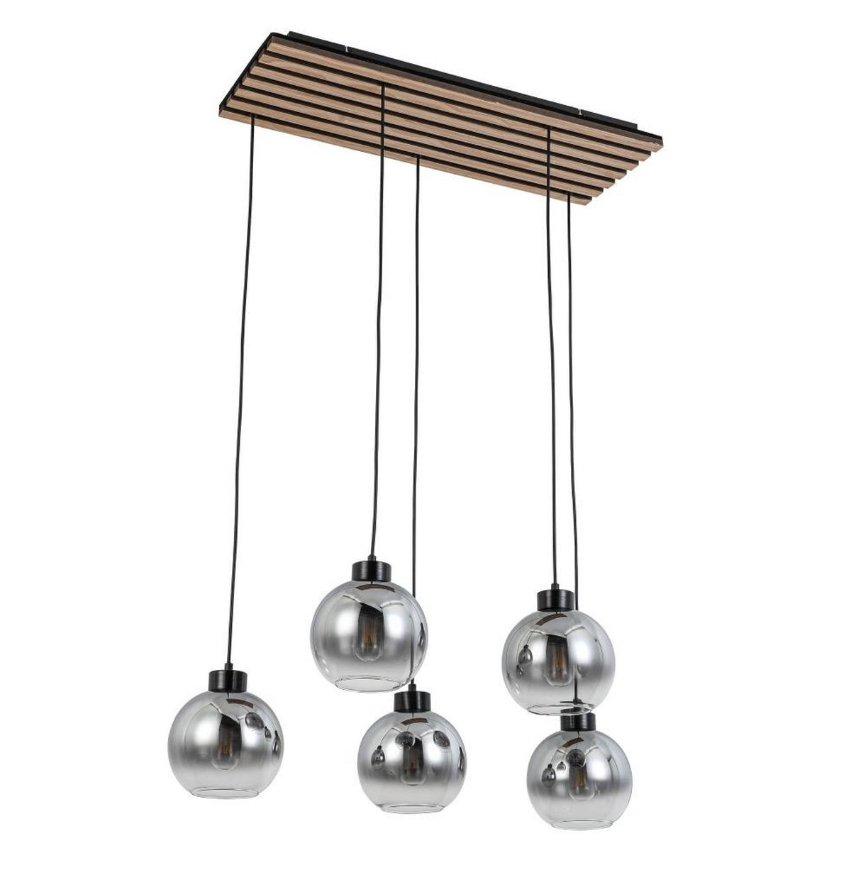 LAMPA WISZĄCA FONTANA - kolor dębowy/czarny, Natur, materiał drewnopochodny/tworzywo sztuczne (82/34/120cm) - Novel