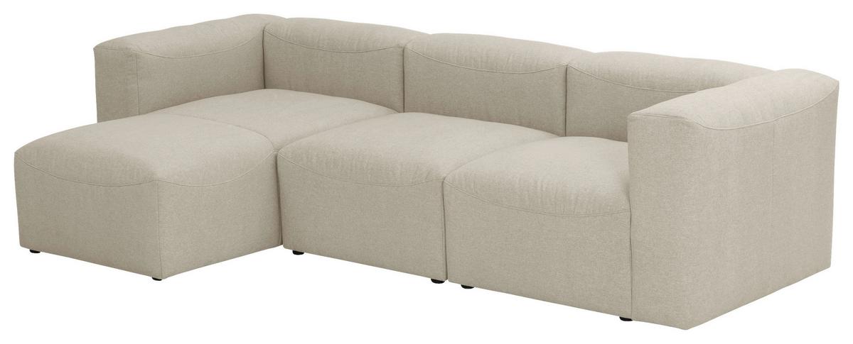 Ecksofa Lena in Creme Flachgewebe - Creme, Design, Kunststoff/Textil (160/275cm) - Max Winzer