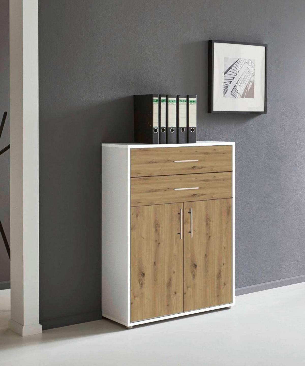 AKTENSCHRANK OFFICE EDITION - Eiche Artisan/Weiß, LIFESTYLE, Holzwerkstoff (84,4/113,6/33cm) - MID.YOU