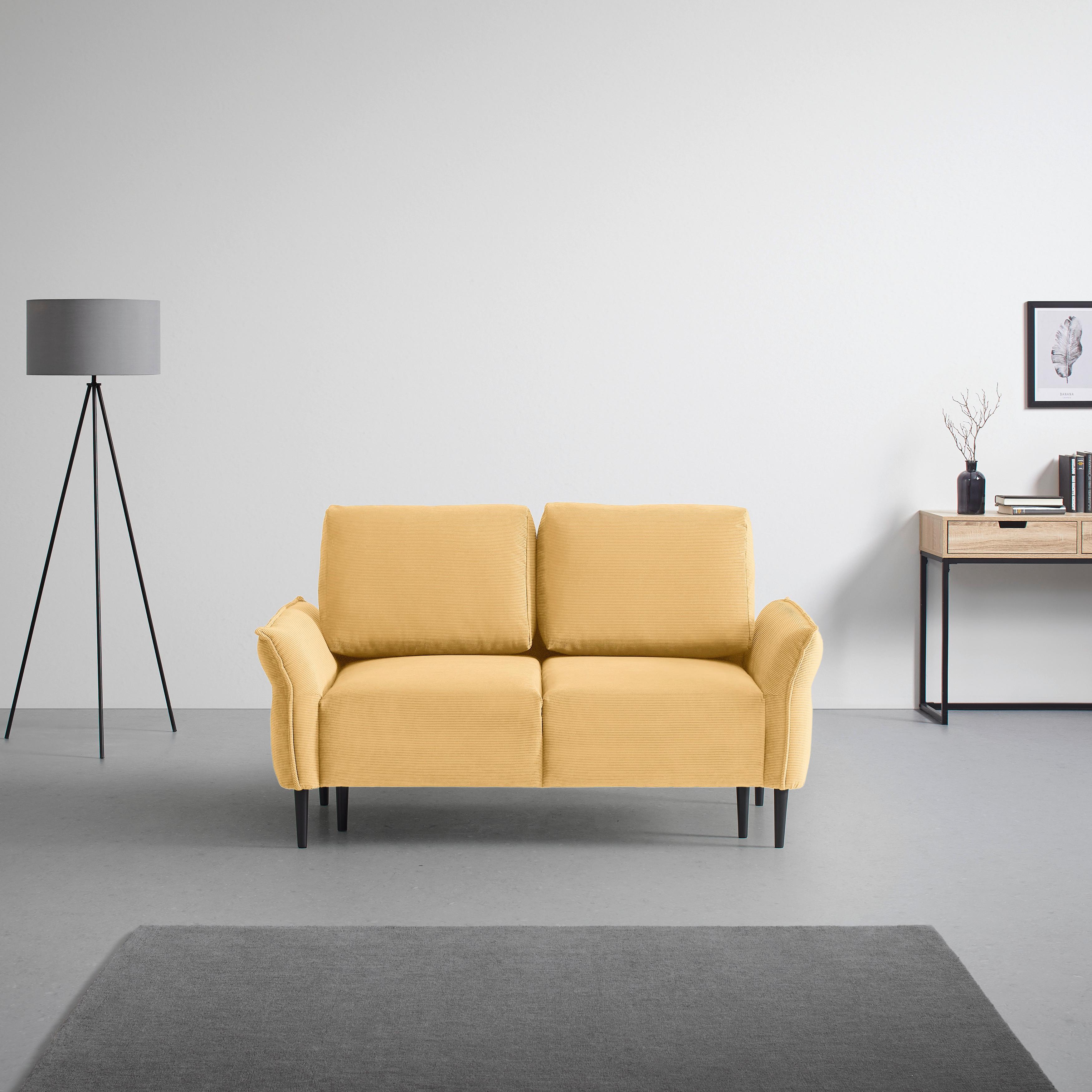 2-Sitzer-Sofa Custom Dunkelgrün - Dunkelgrün/Senfgelb, MODERN, Holz/Textil (150/85/92cm) - Mömax