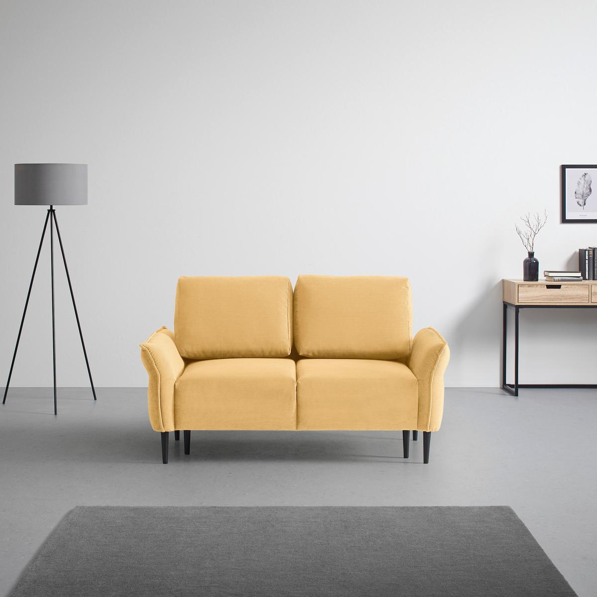 2-Sitzer-Sofa Custom Dunkelgrün - Dunkelgrün/Senfgelb, MODERN, Holz/Textil (150/85/92cm) - Mömax