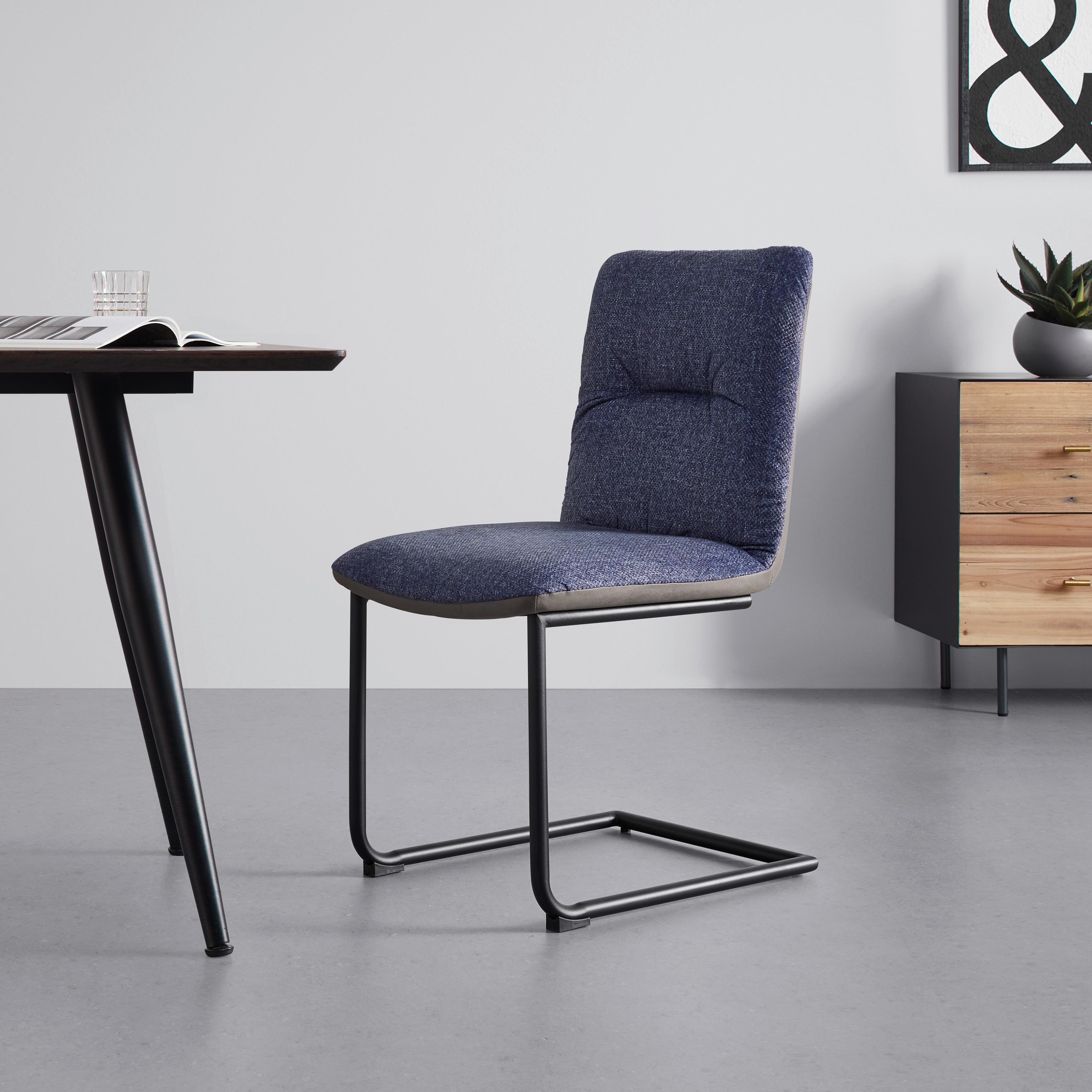 KRZESŁO NA PŁOZIE SARAH - niebieski/czarny, Modern, metal/drewno (49/88/59cm) - Bessagi Home