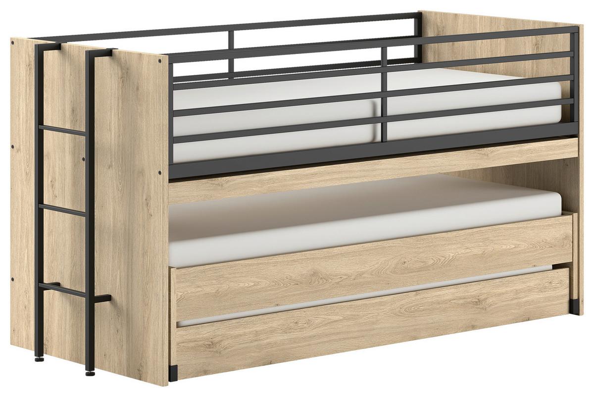 Hochbett Sam Eichefarben ca. 90x200 cm - Eichefarben, MODERN, Holzwerkstoff (90/200cm) - Vipack