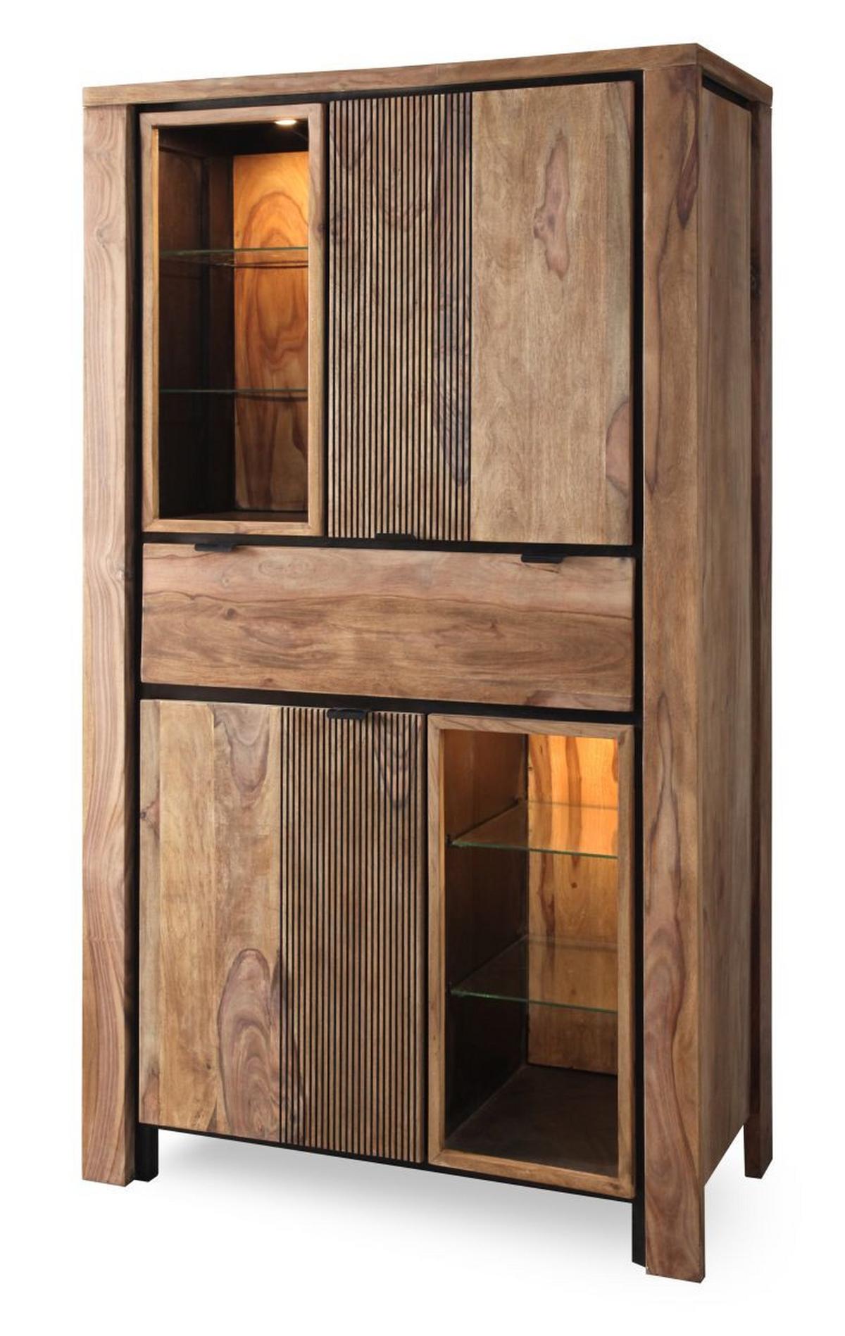 WITRYNA BANDUNG - kolor naturalny/czarny, Modern, metal/drewno (100/180/40cm) - Livetastic