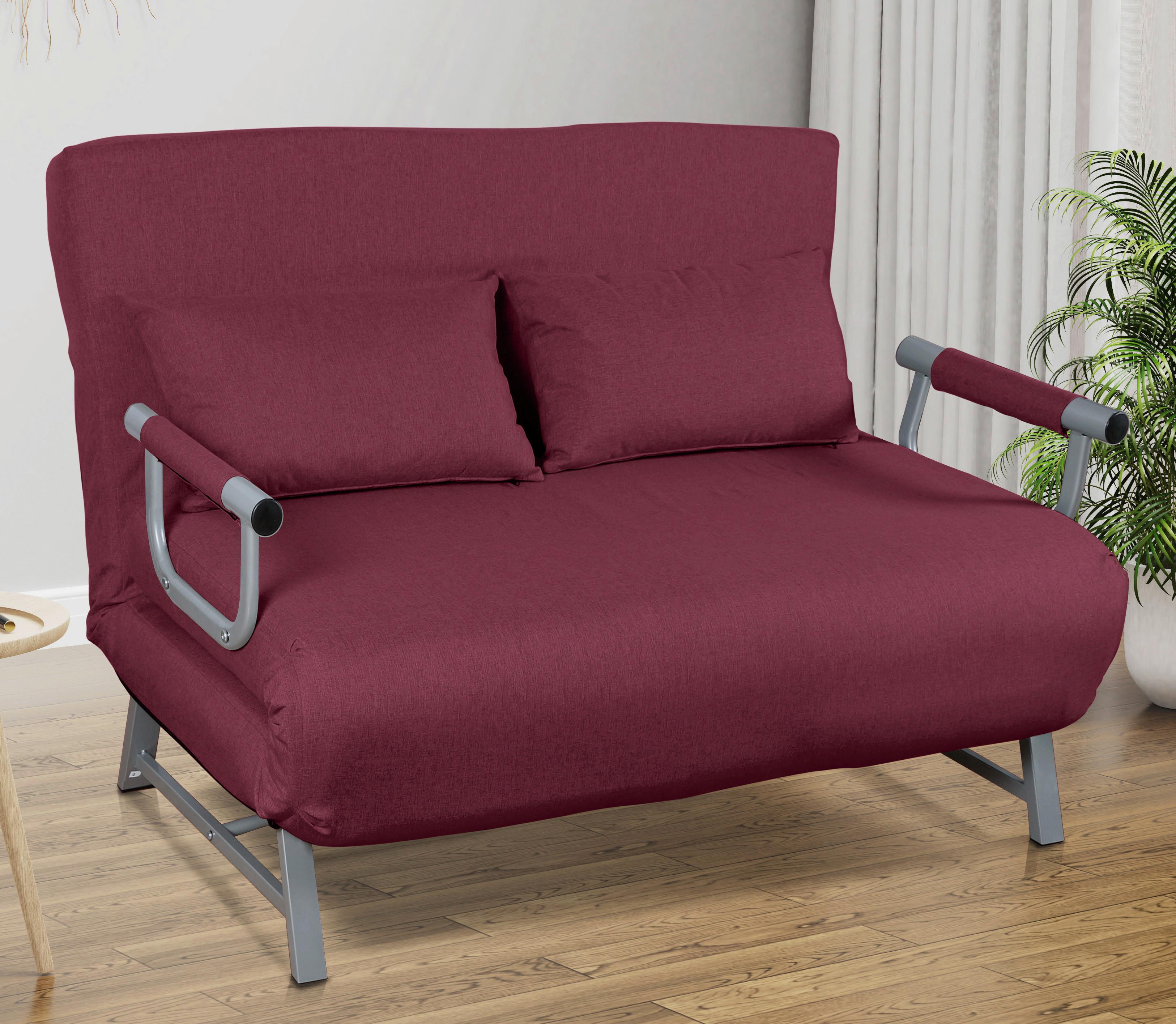 Zofa S Funkcijo Ležišča Kolino Ii, Rdeča - rdeča/siva, Moderno, kovina/tekstil (127/95/78cm) - MID.YOU