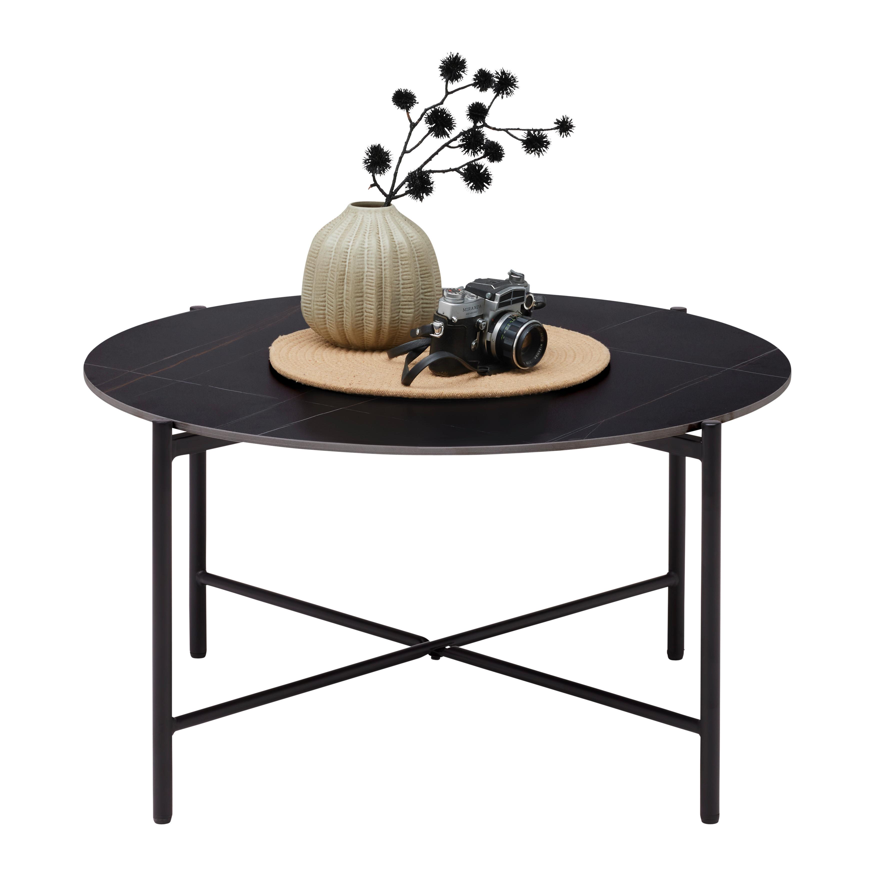 Măsuță de cafea MONZA - negru, Modern, ceramică/metal (80/43cm) - Modern Living