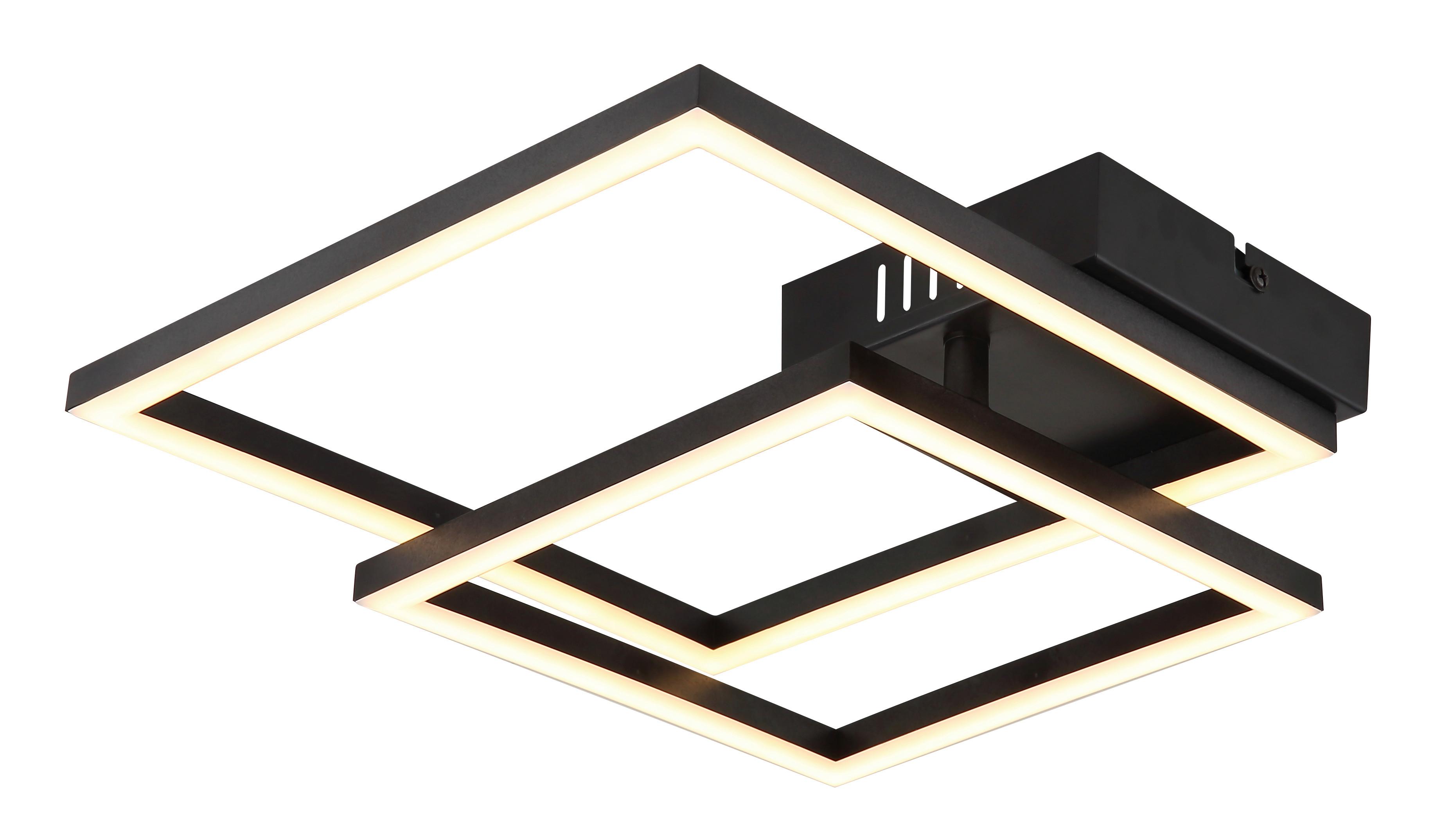 LED-Deckenleuchte Tyler Opal/Schwarz max. 20 Watt - Opal/Schwarz, Design, Kunststoff (48,8/35,3/6,4cm) - Globo