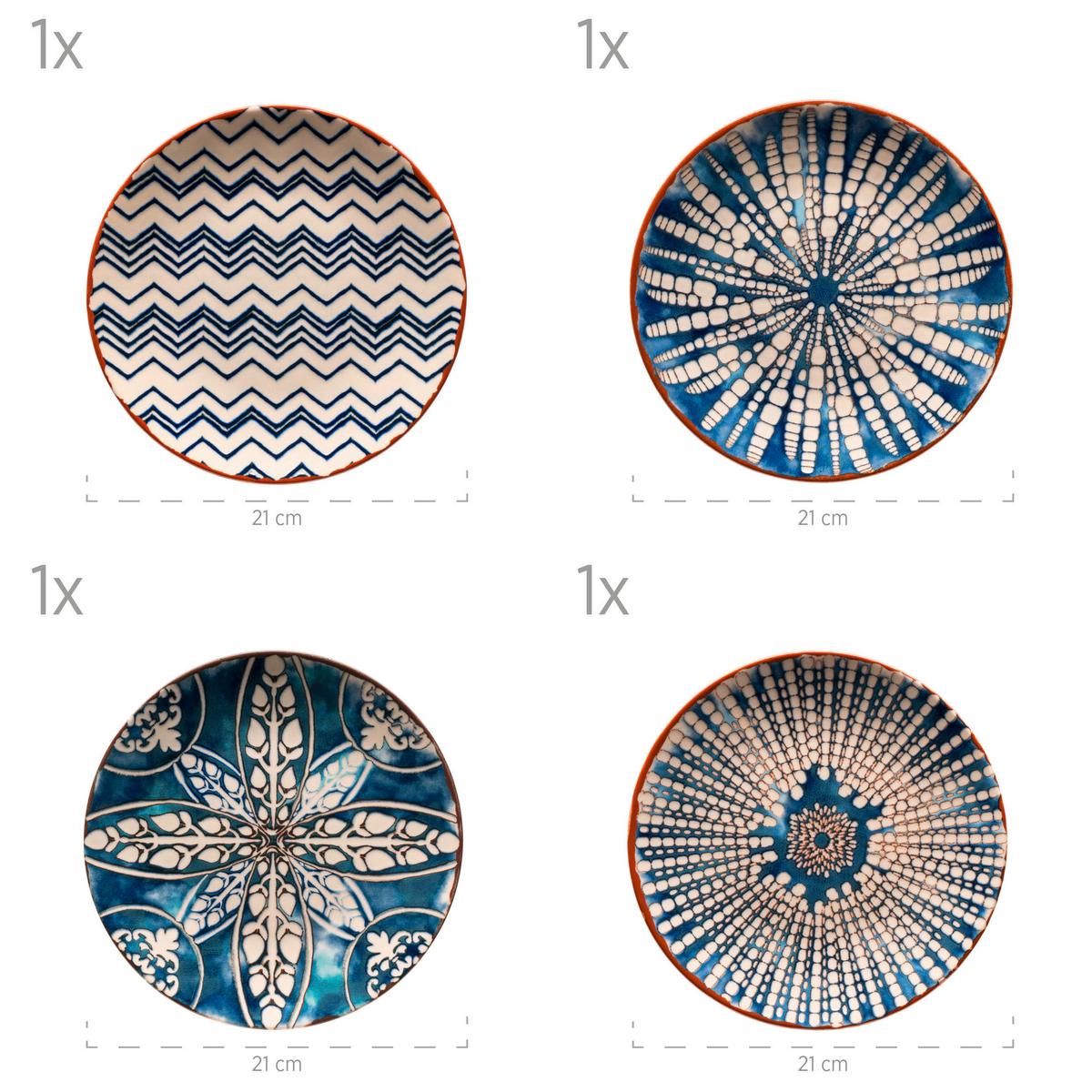 TAFELSERVICE 934017, BUNT, POSTSICHER - Blau/Weiss, Basics, Keramik (36,3/36,5/34,1cm) - Mäser