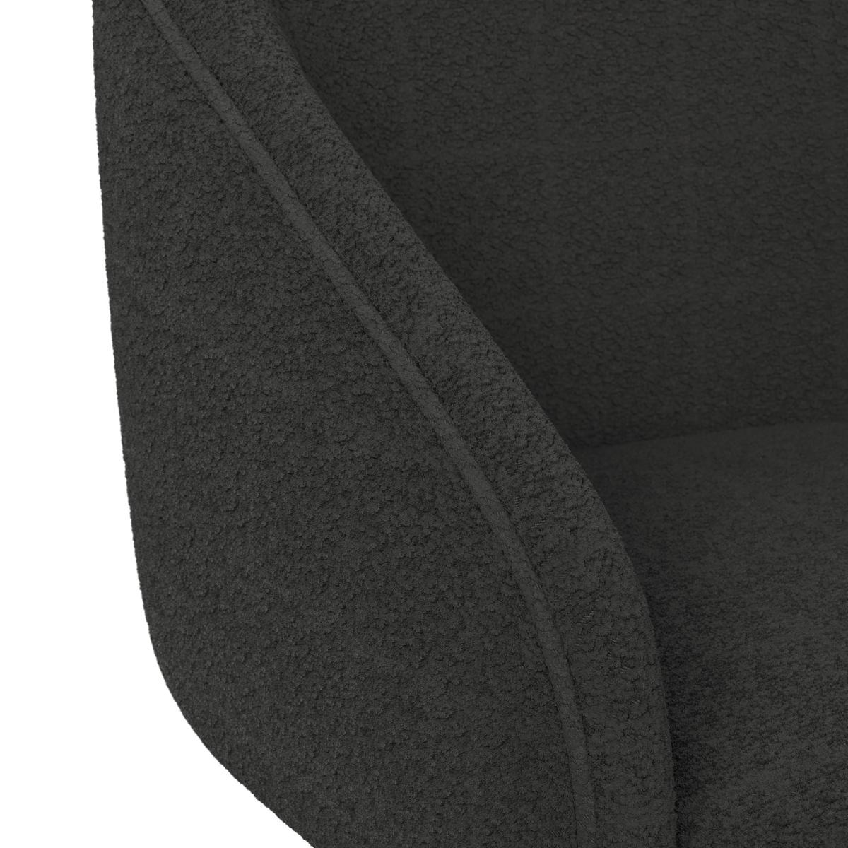 Armlehnstuhl Maia Schwarz Chenille Drehbar Gepolstert - Schwarz, MODERN, Textil/Metall (60/84,5/59cm) - Bessagi Home