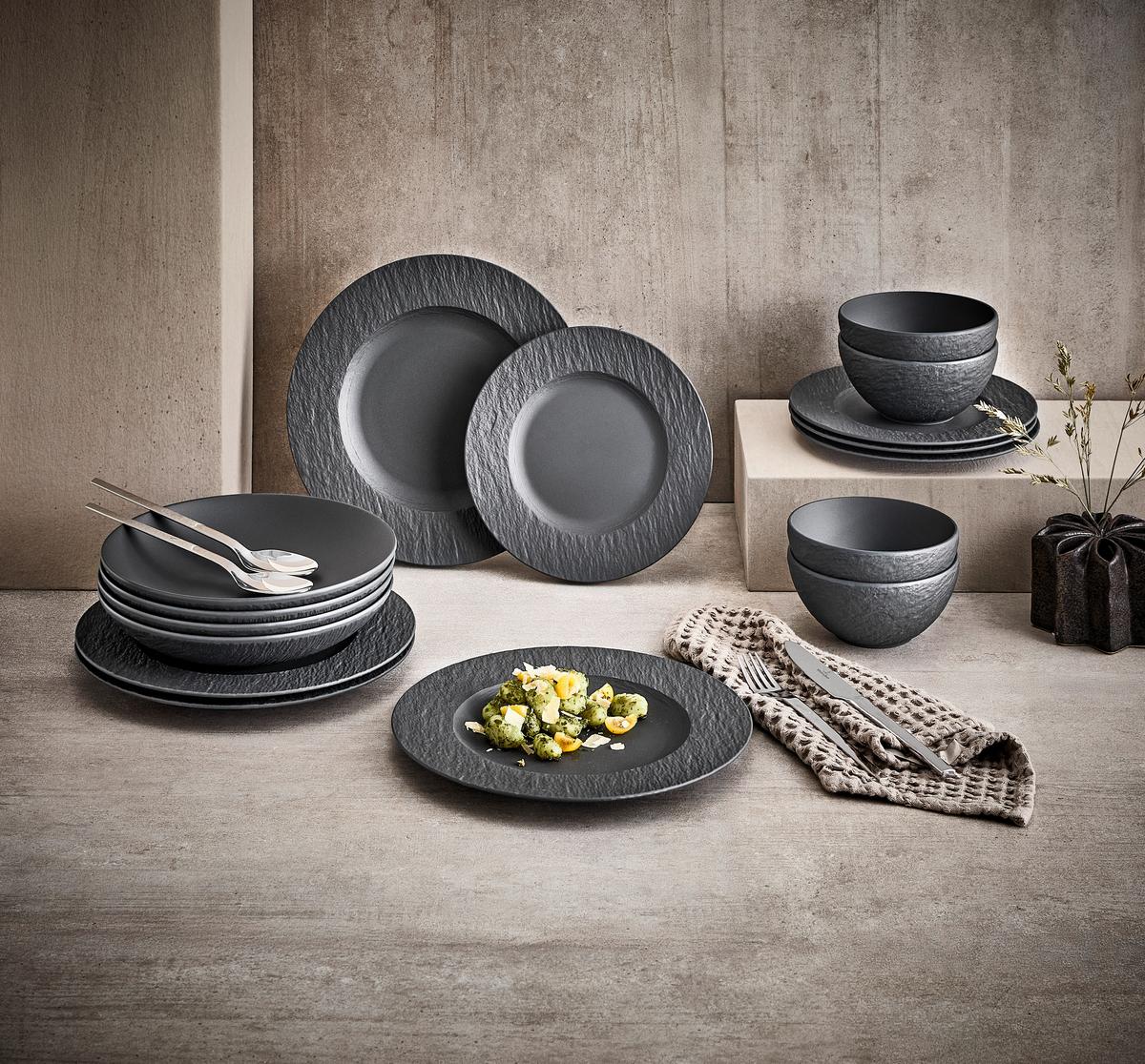 SERWIS OBIADOWO-ŚNIADANIOWY MANUFACTURE ROCK VILLEROY&BOCH - czarny, Design, ceramika - Villeroy & Boch