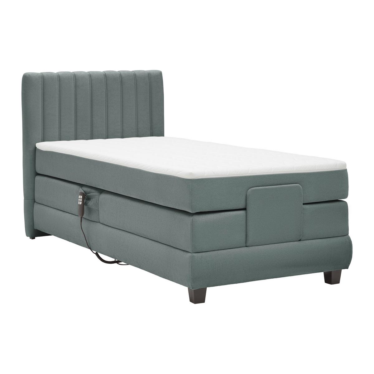 Boxspringbett Dixon Dunkelgrau ca. 90x200cm - Dunkelgrau/Schwarz, KONVENTIONELL, Holz/Holzwerkstoff (90/200cm) - Premium Living