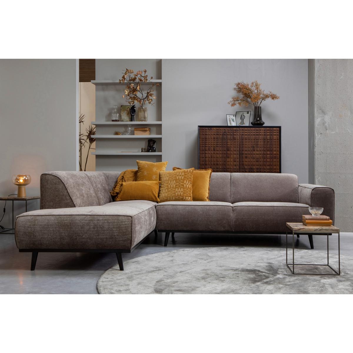 ECKSOFA Statement Taupe S: 210x274cm - Taupe/Schwarz, Design, Holz/Textil (210/274cm) - Livetastic