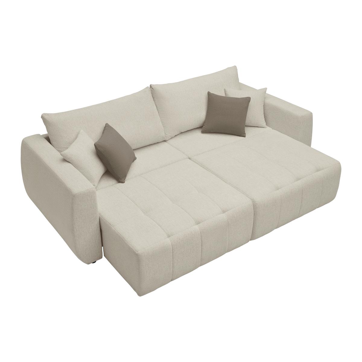 Schlafsofa Bologna Cappuccino - Beige/Schwarz, Holz/Textil (245/74-90/104cm) - Mömax