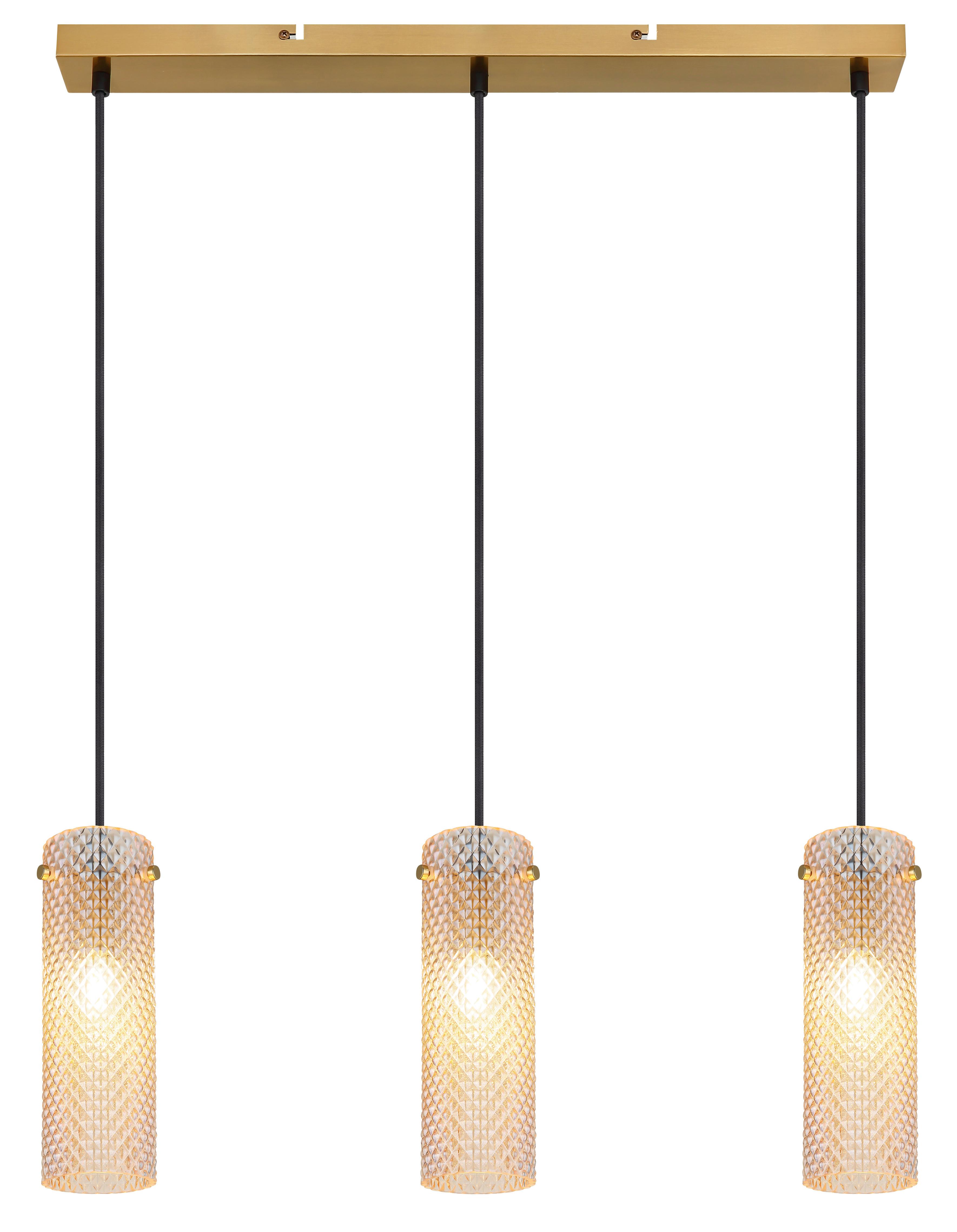 HÄNGELEUCHTE 15775-3H  KAROLO - Goldfarben/Schwarz, Konventionell, Glas/Textil (65/8/120cm) - Globo