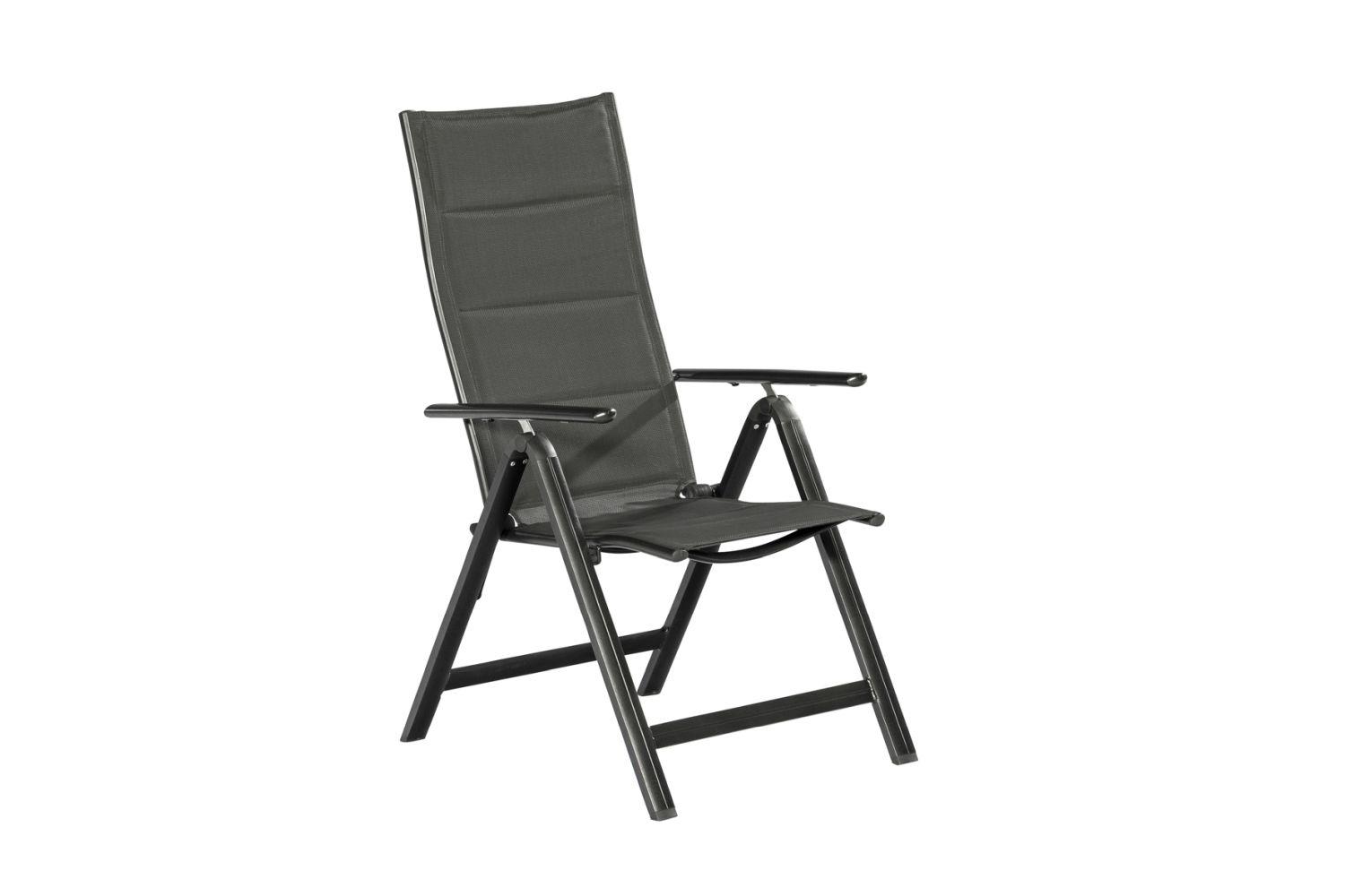 Gartensessel Taviano Metall/Textil klappbar - Graphitfarben, ROMANTIK / LANDHAUS, Textil/Metall (59/109/73cm) - Gardenson