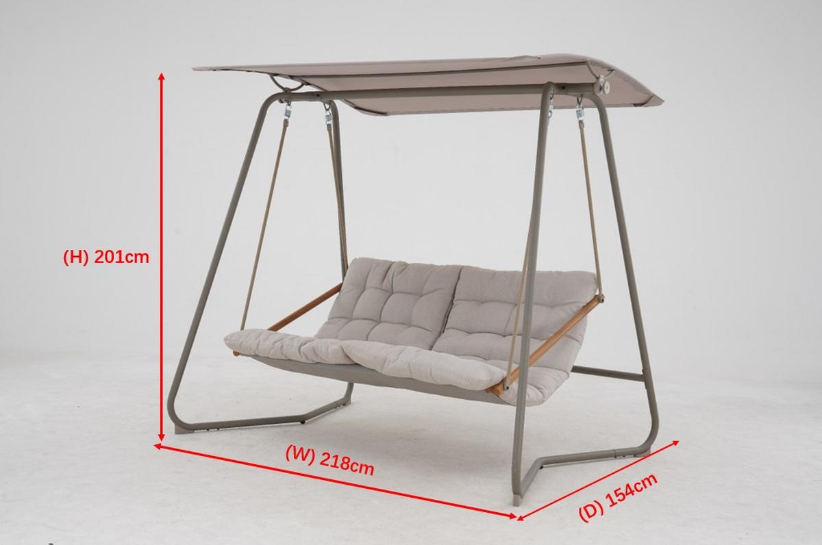 Gugalnica Carina - siva/sivozelena, Moderno, kovina/tekstil (218/201/154cm) - Mömax
