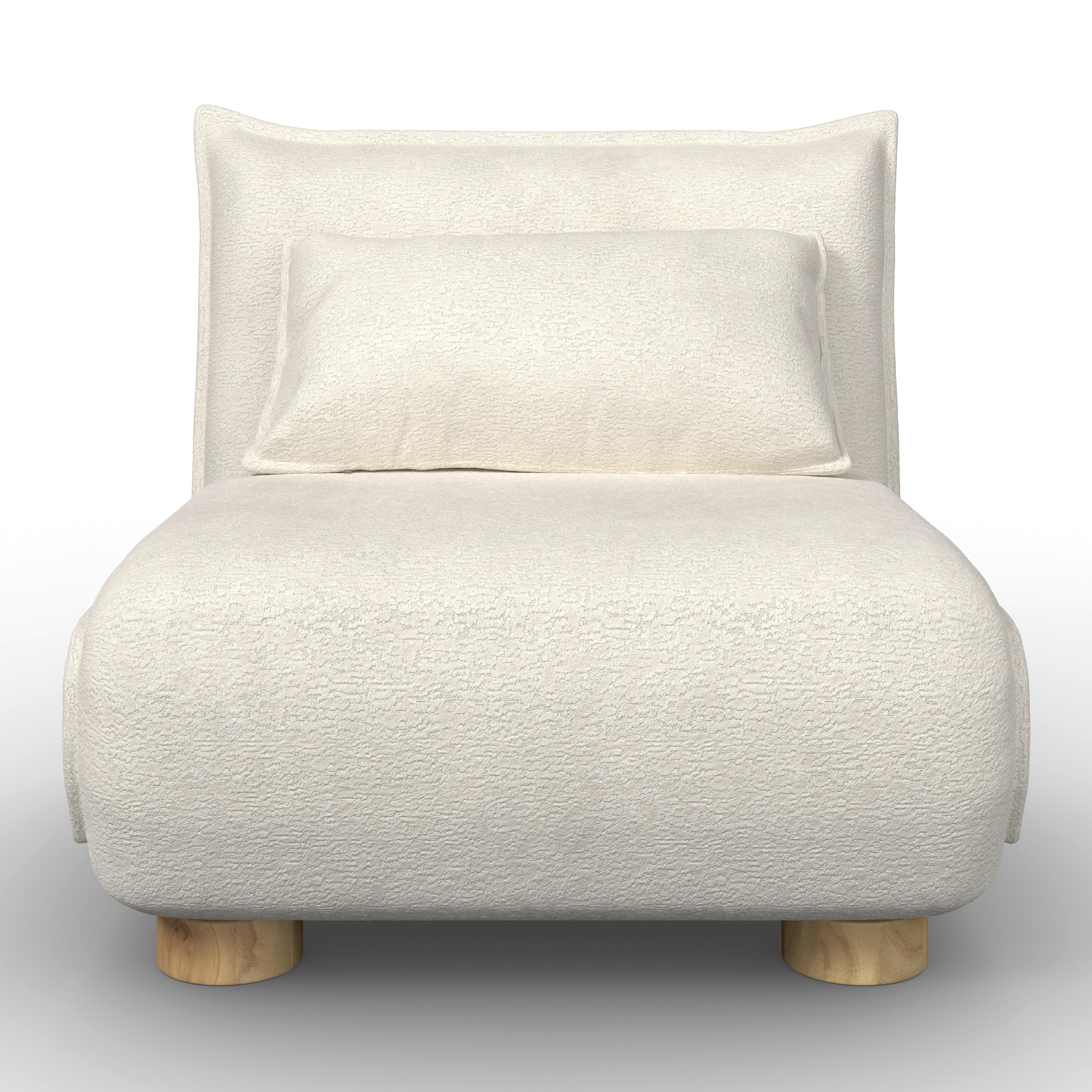 Schlafsessel Bella Bouclé Weiß - Weiß/Naturfarben, MODERN, Holz/Textil (83/41/63cm) - Bessagi Home