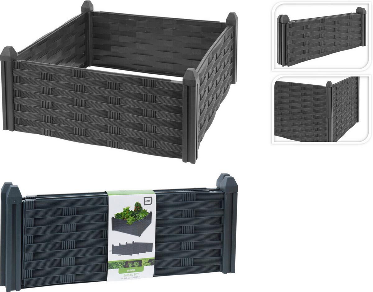 Magaságyás Garden - fekete, műanyag (45/45/18,5cm)